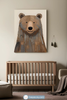 Woodland Bear Wall Art for Nursery, Playroom or Kids Bedrooms - Warm Earth-Tone Decor - Bear-y Happy