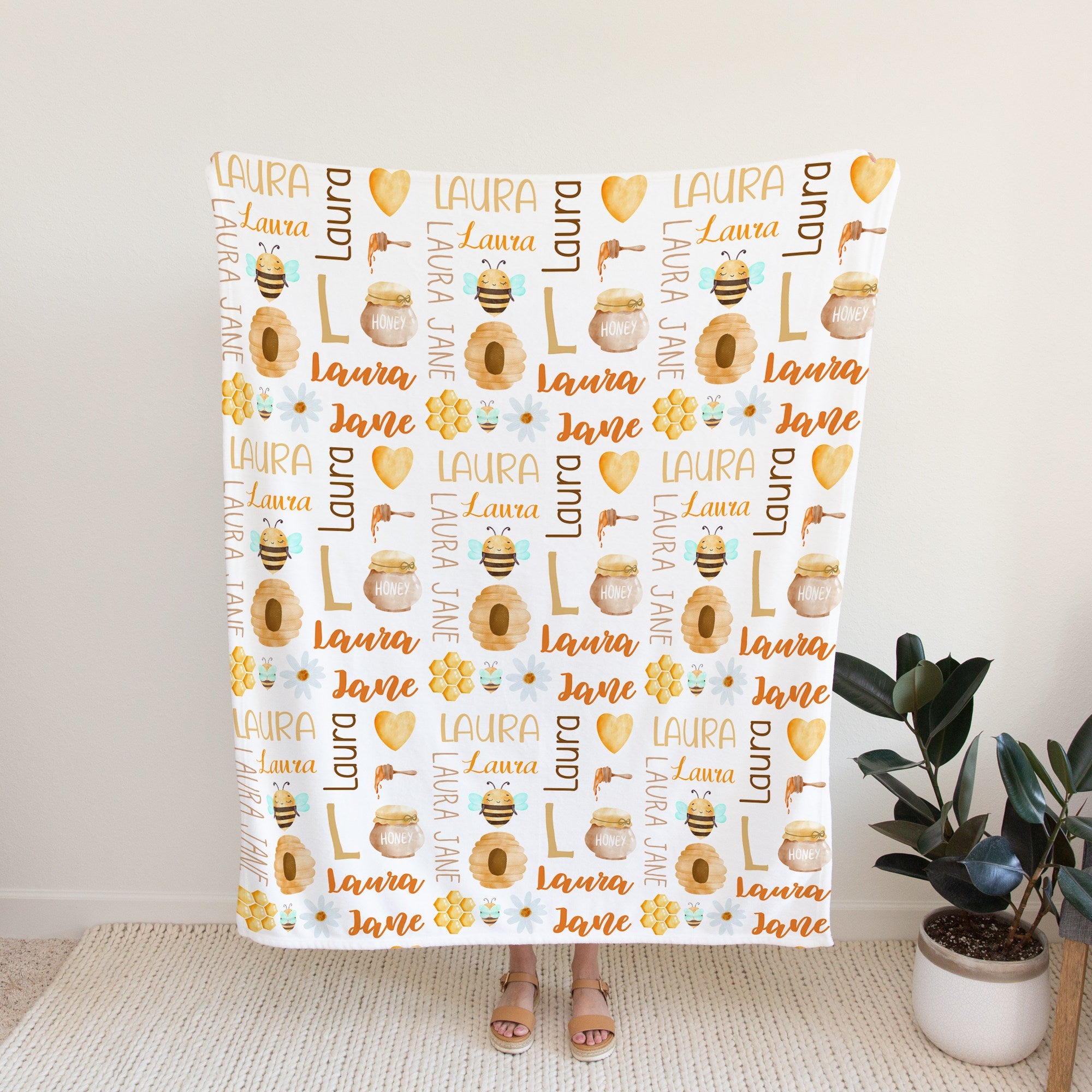 Bees Personalized Blanket for Babies and Kids