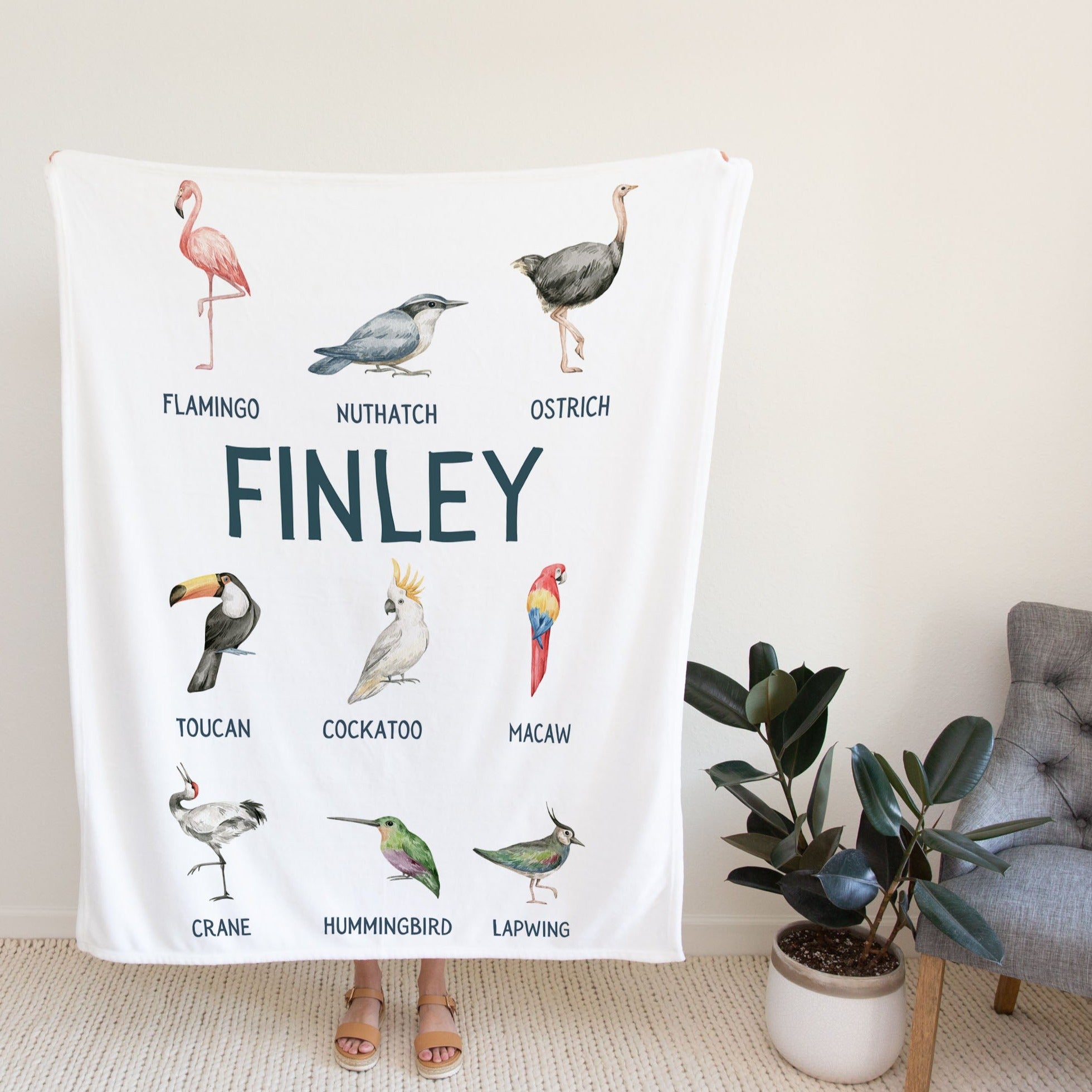 Birds Personalized Blanket for Babies and Kids