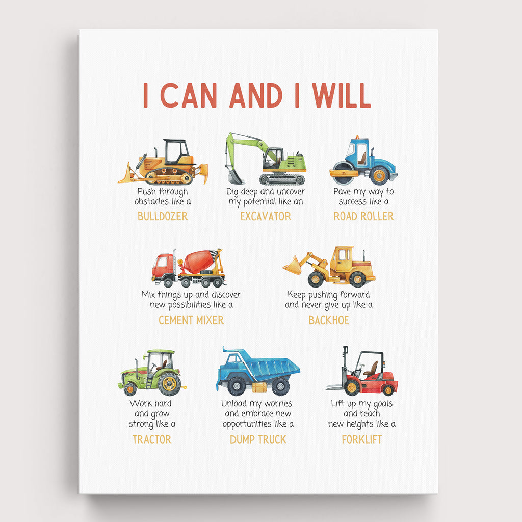 Positive Affirmations Construction Truck Wall Art