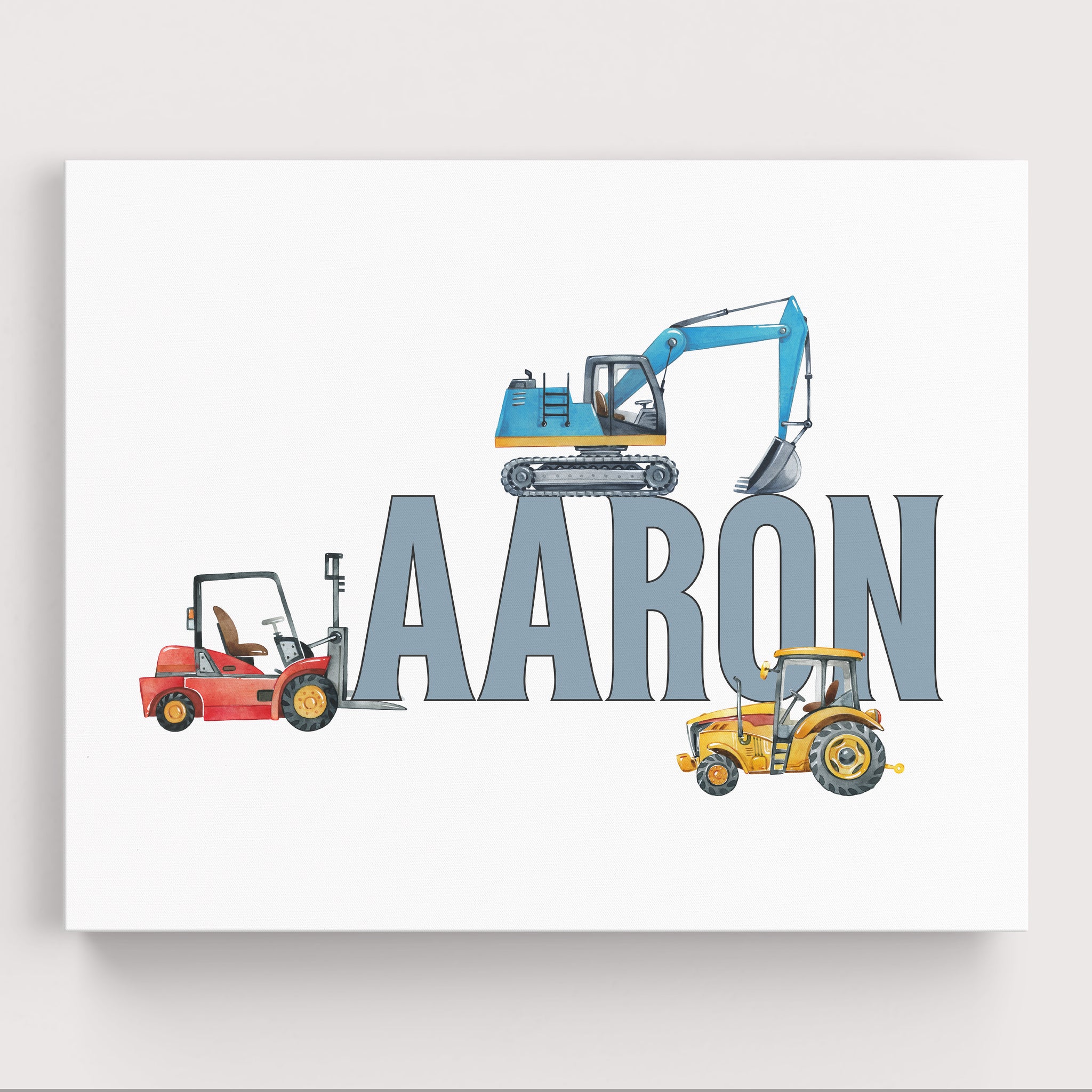 Personalized Construction Trucks Wall Art