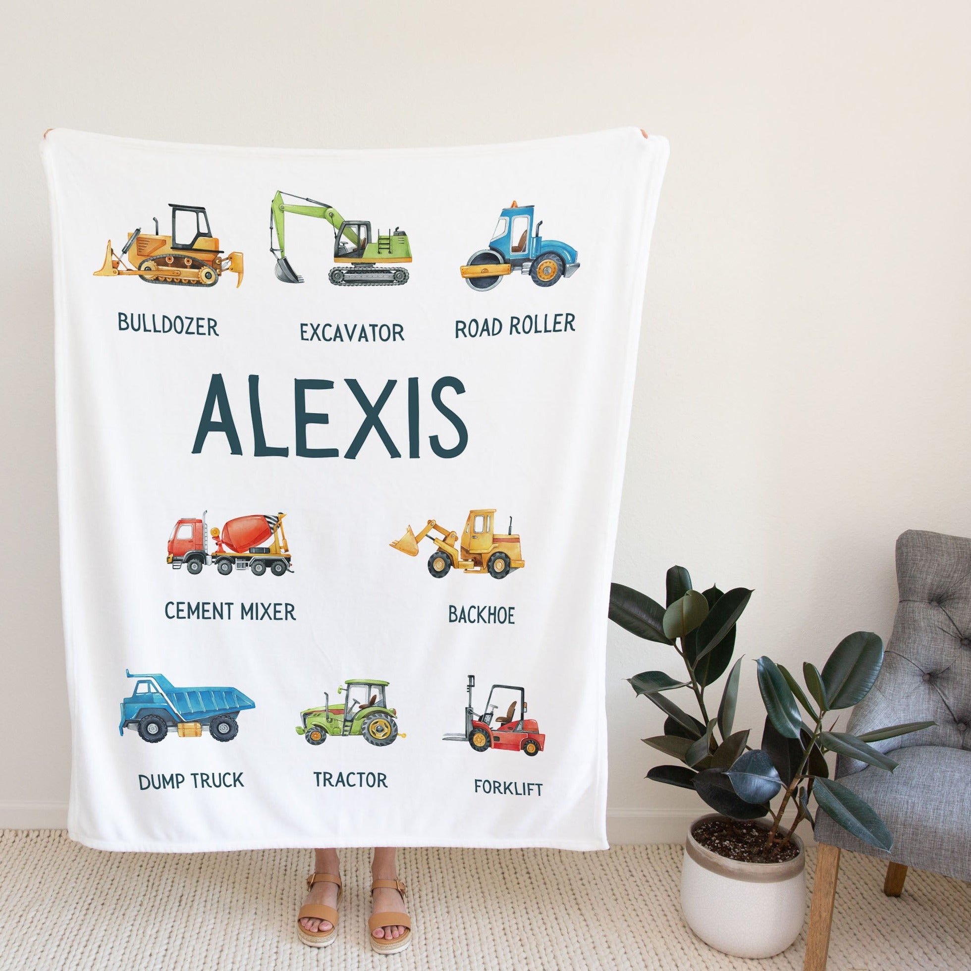 Construction Personalized Blanket for Babies and Kids