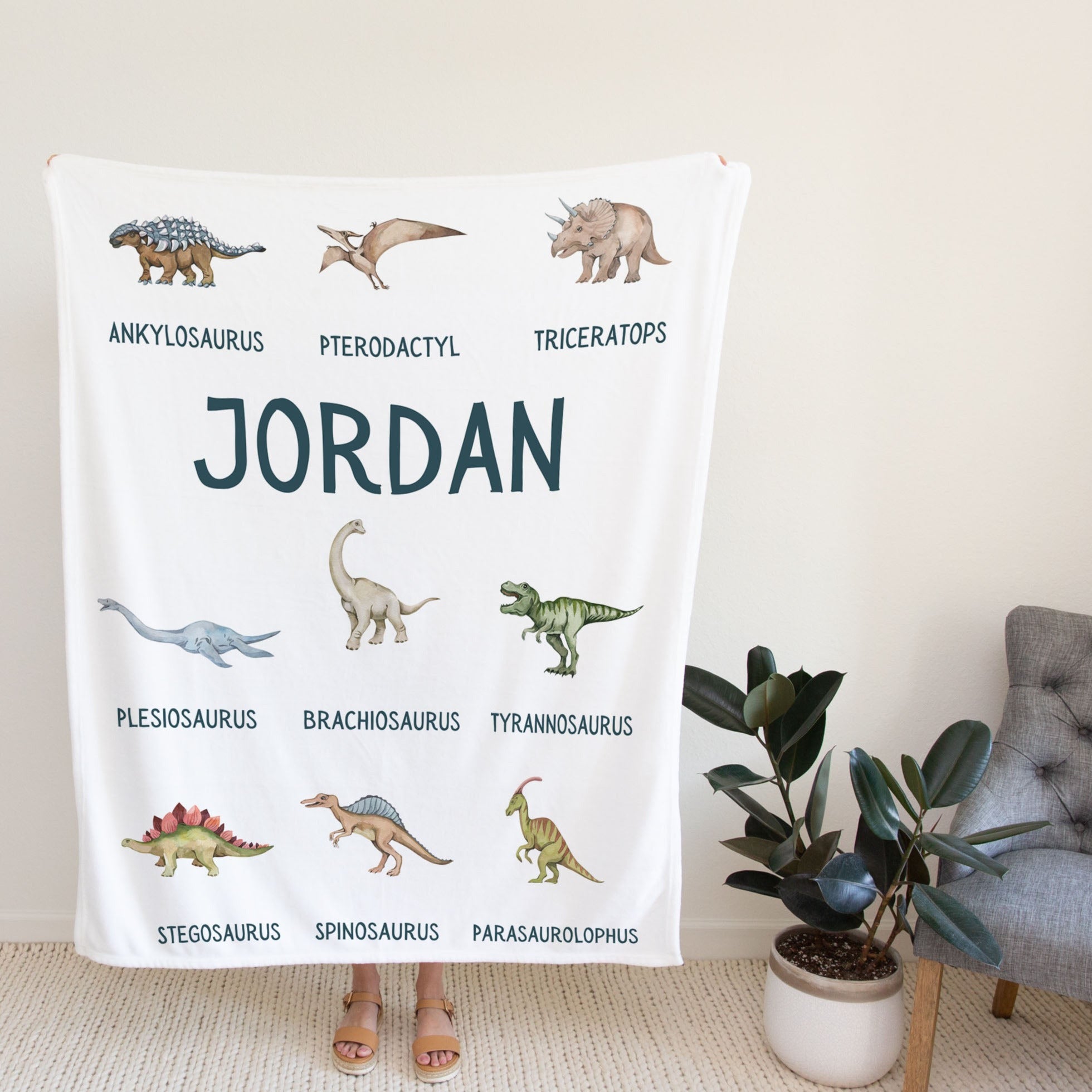 Dinosaur Personalized Blanket for Babies and Kids