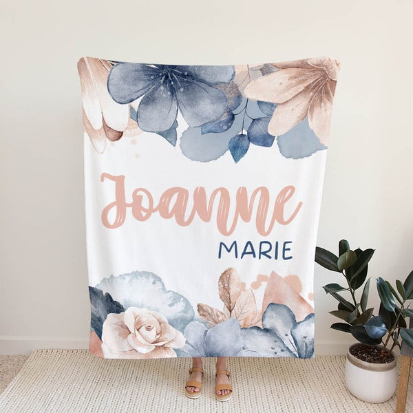 Flowers Personalized Blanket for Babies and Kids