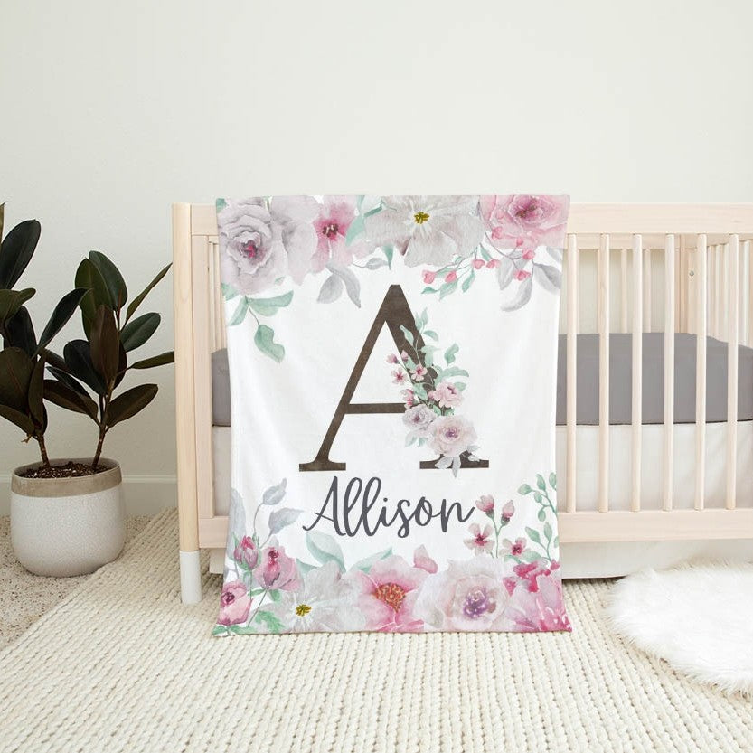 Flowers Personalized Blanket for Babies and Kids