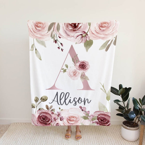 Flowers Personalized Blanket for Babies and Kids