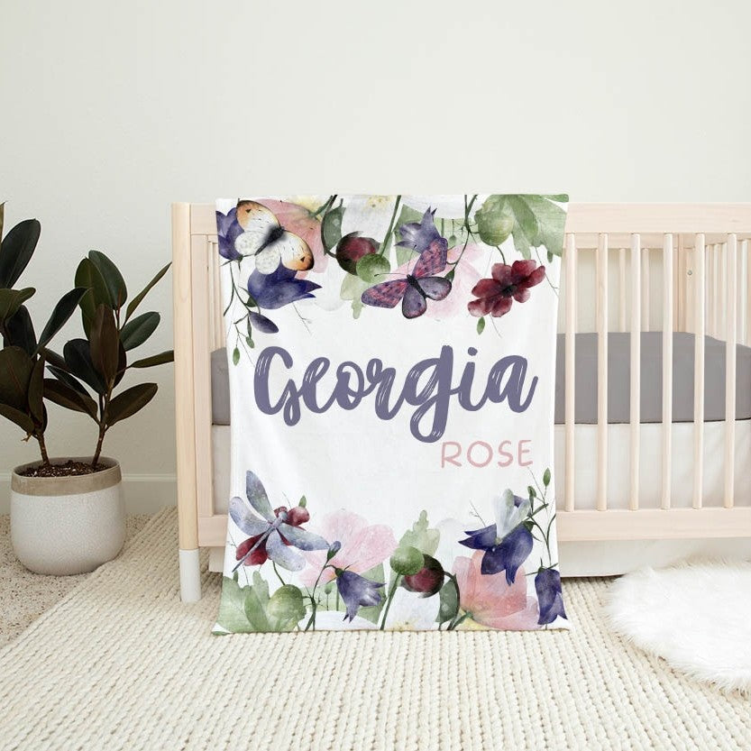 Floral Personalized Blanket for Babies and Kids