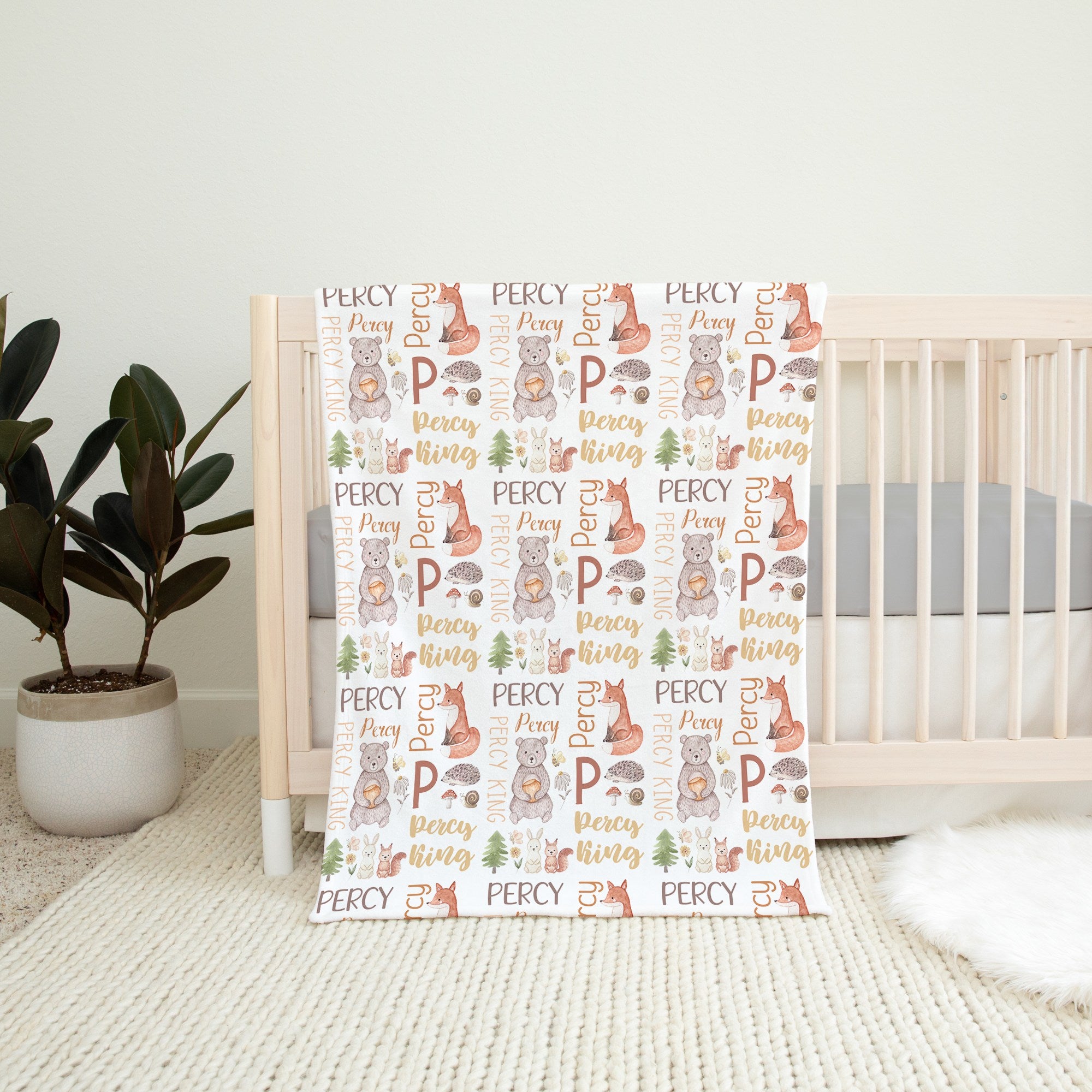 Woodland Personalized Blanket for Babies and Kids