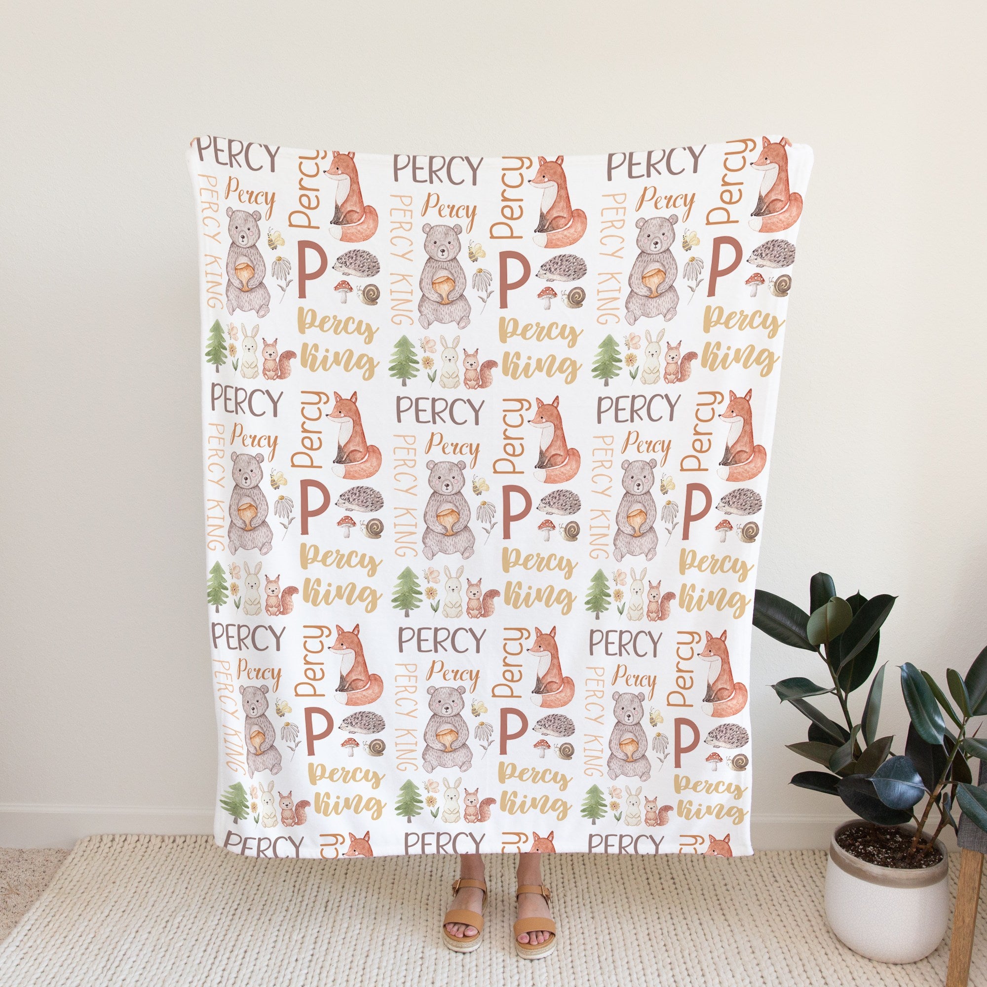 Woodland Personalized Blanket for Babies and Kids