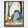 Woodland Friends Bear Wall Art for Nursery, Playroom or Kids Bedrooms - Forest Animals Picnic Decor - Cozy Crumbs