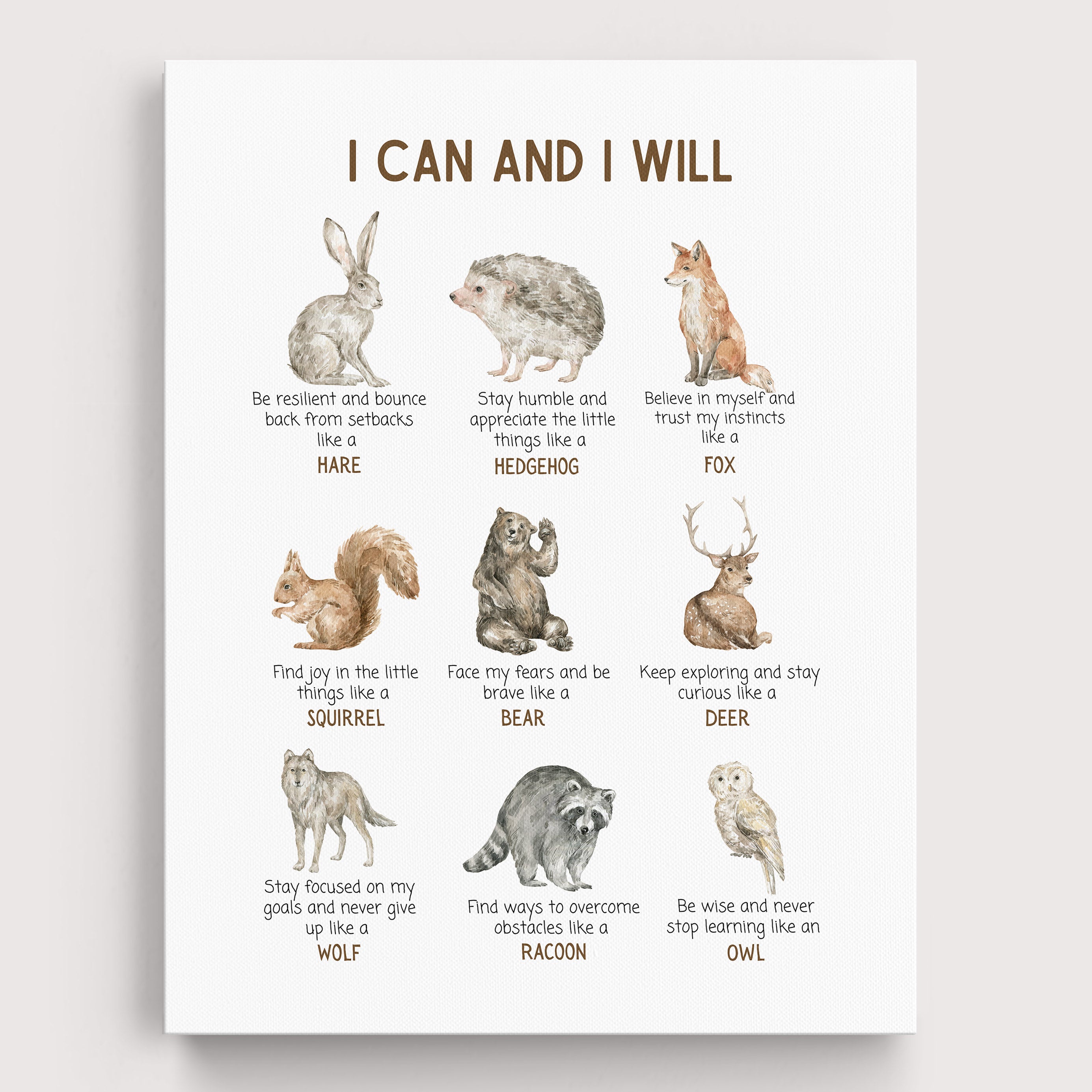 Positive Affirmations Forest Animals Wall Art