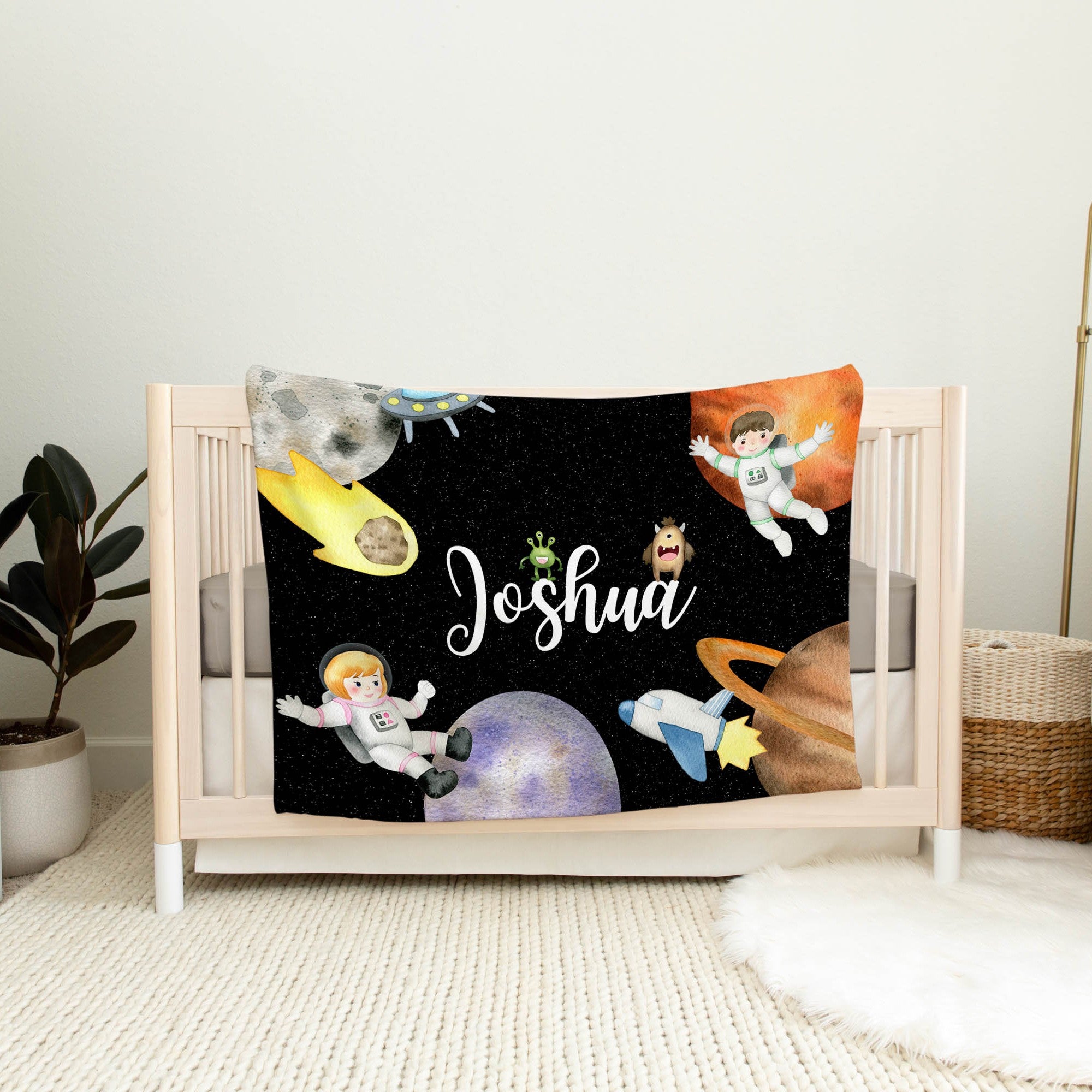 Space Personalized Blanket for Babies and Kids