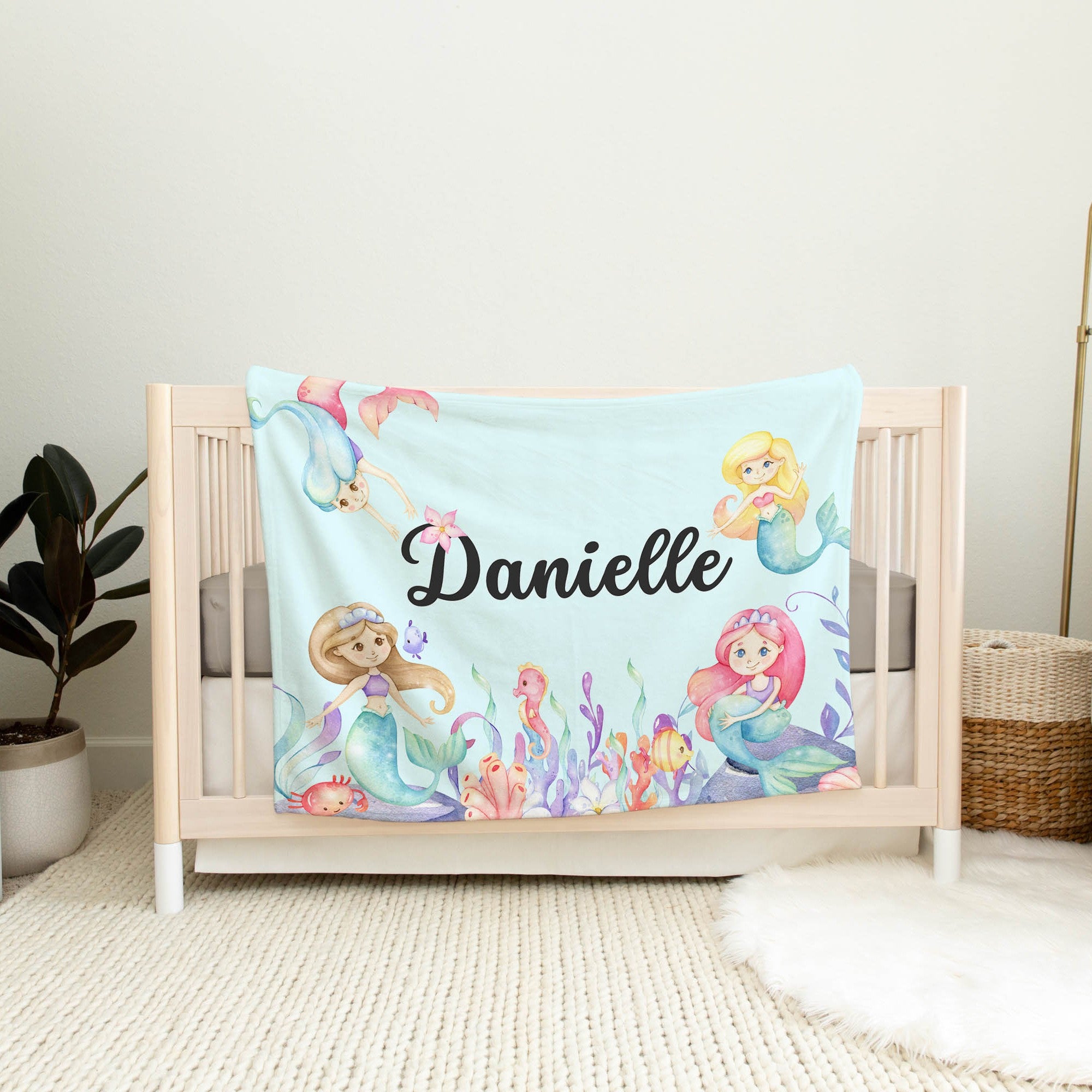 Mermaid Personalized Blanket for Babies and Kids