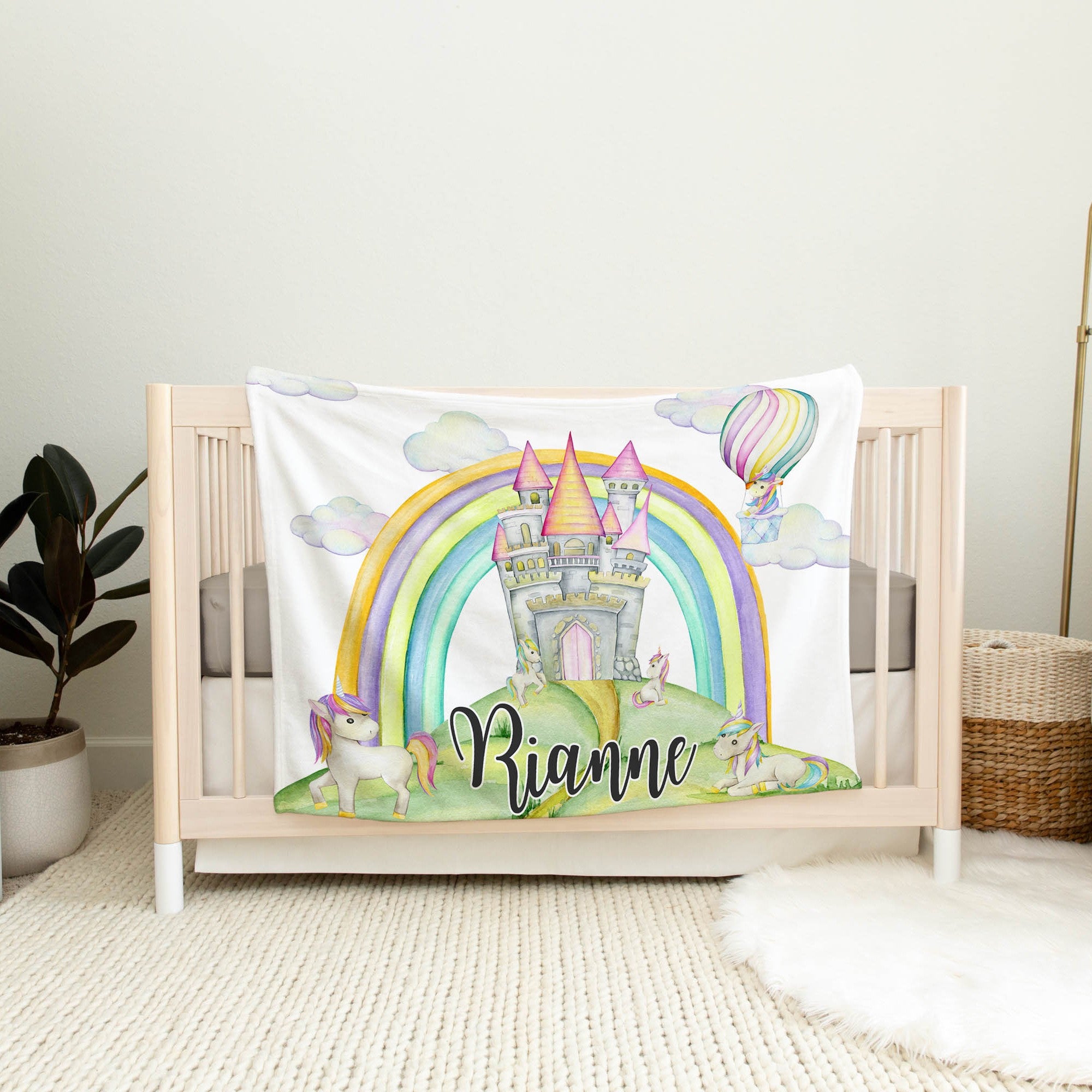 Rainbow Personalized Blanket for Babies and Kids