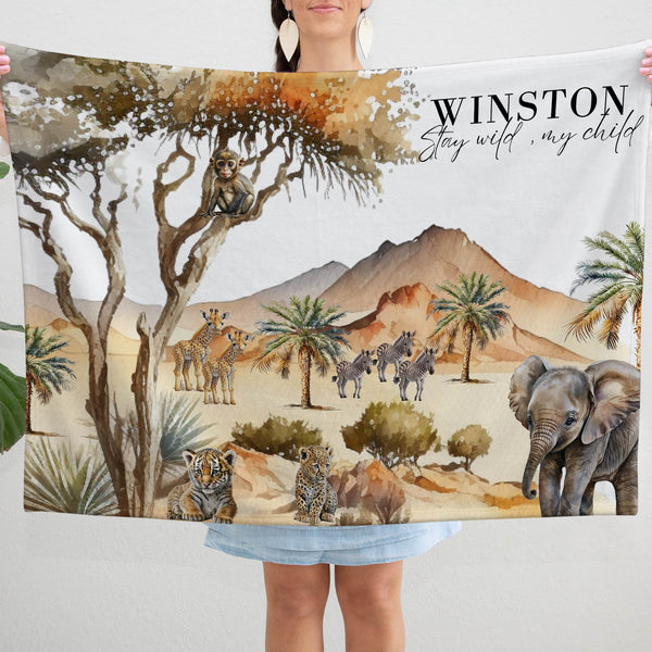 Safari Personalized Blanket for Babies and Kids