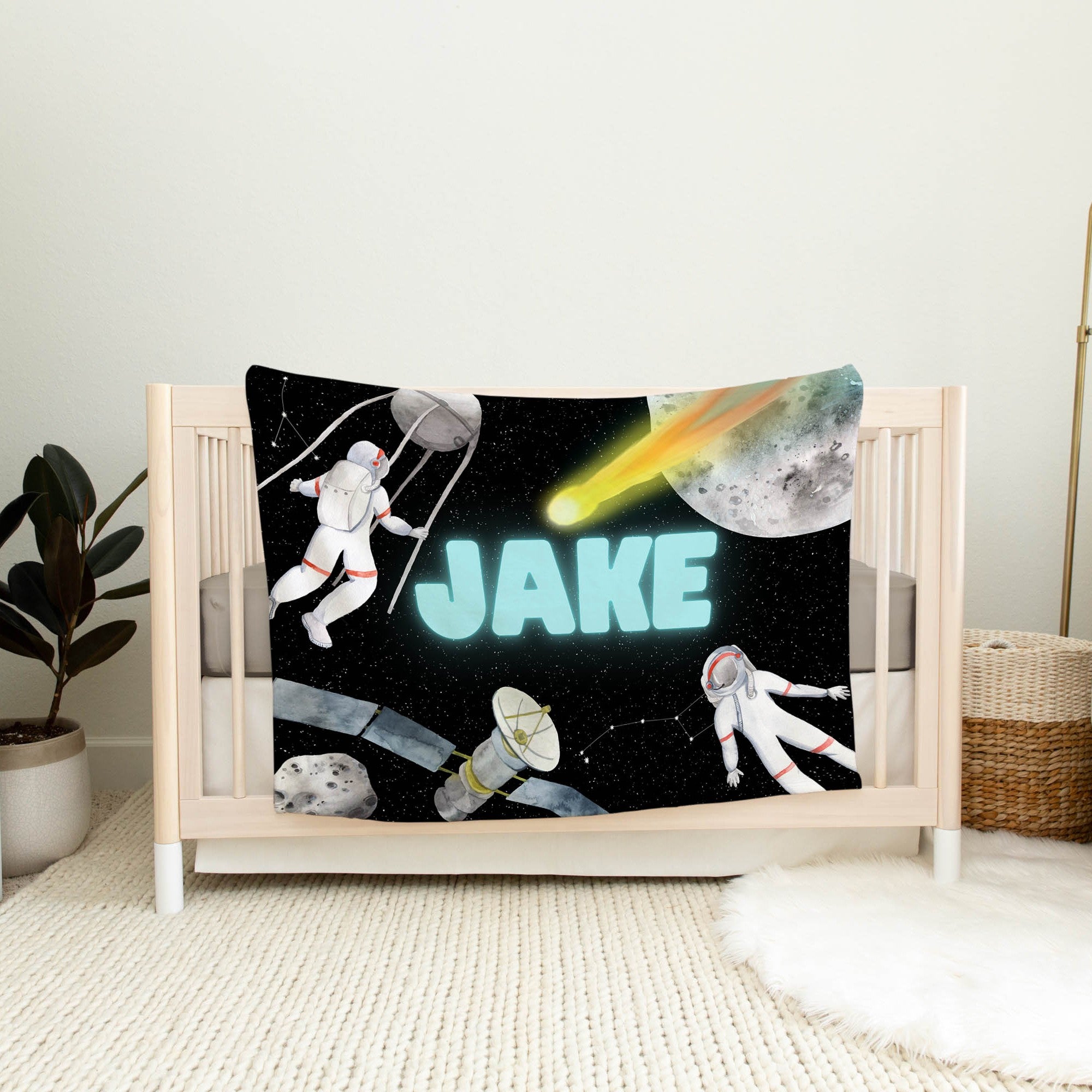 Space Personalized Blanket for Babies and Kids