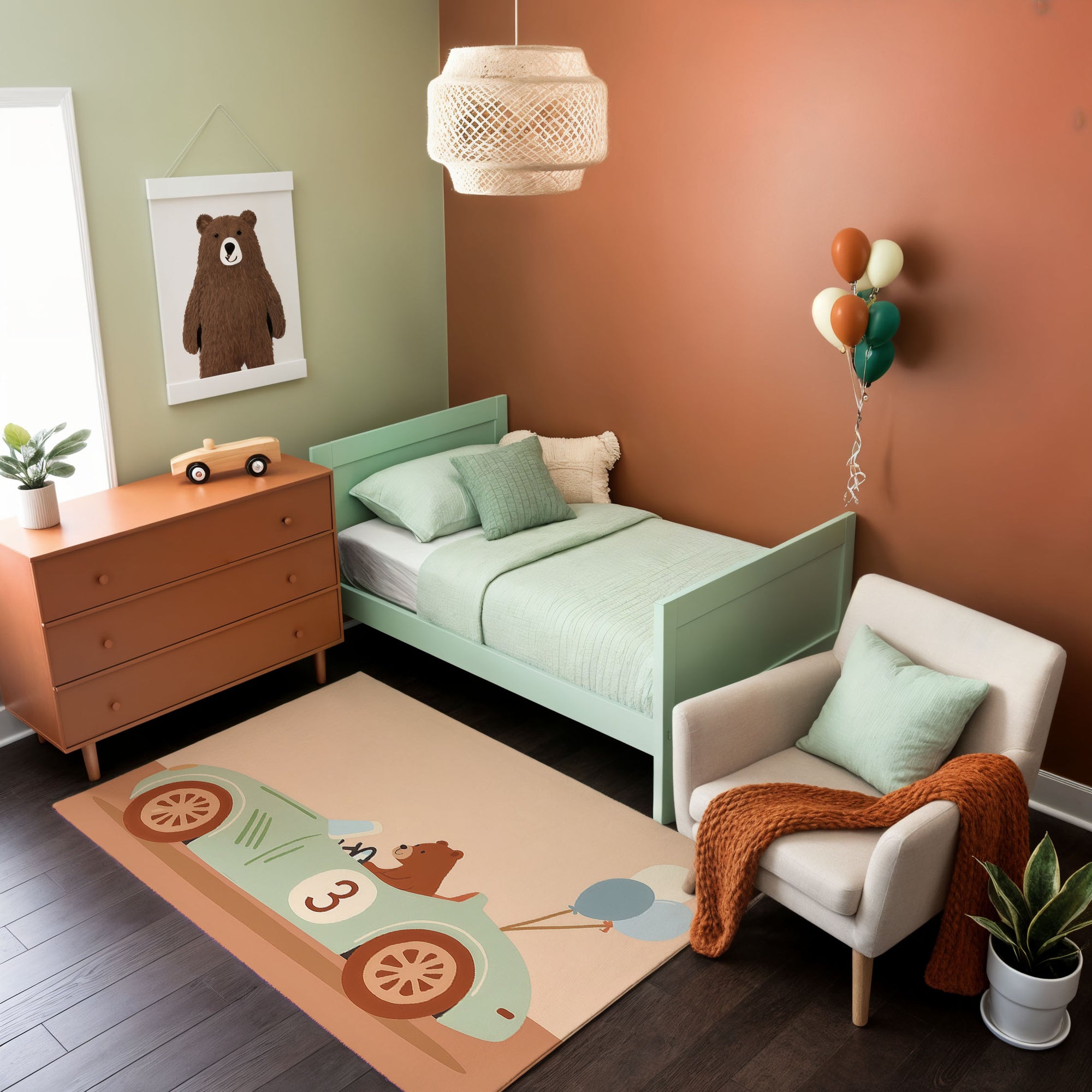 Kids and Nursery Bear Area Rug - Beary Fast