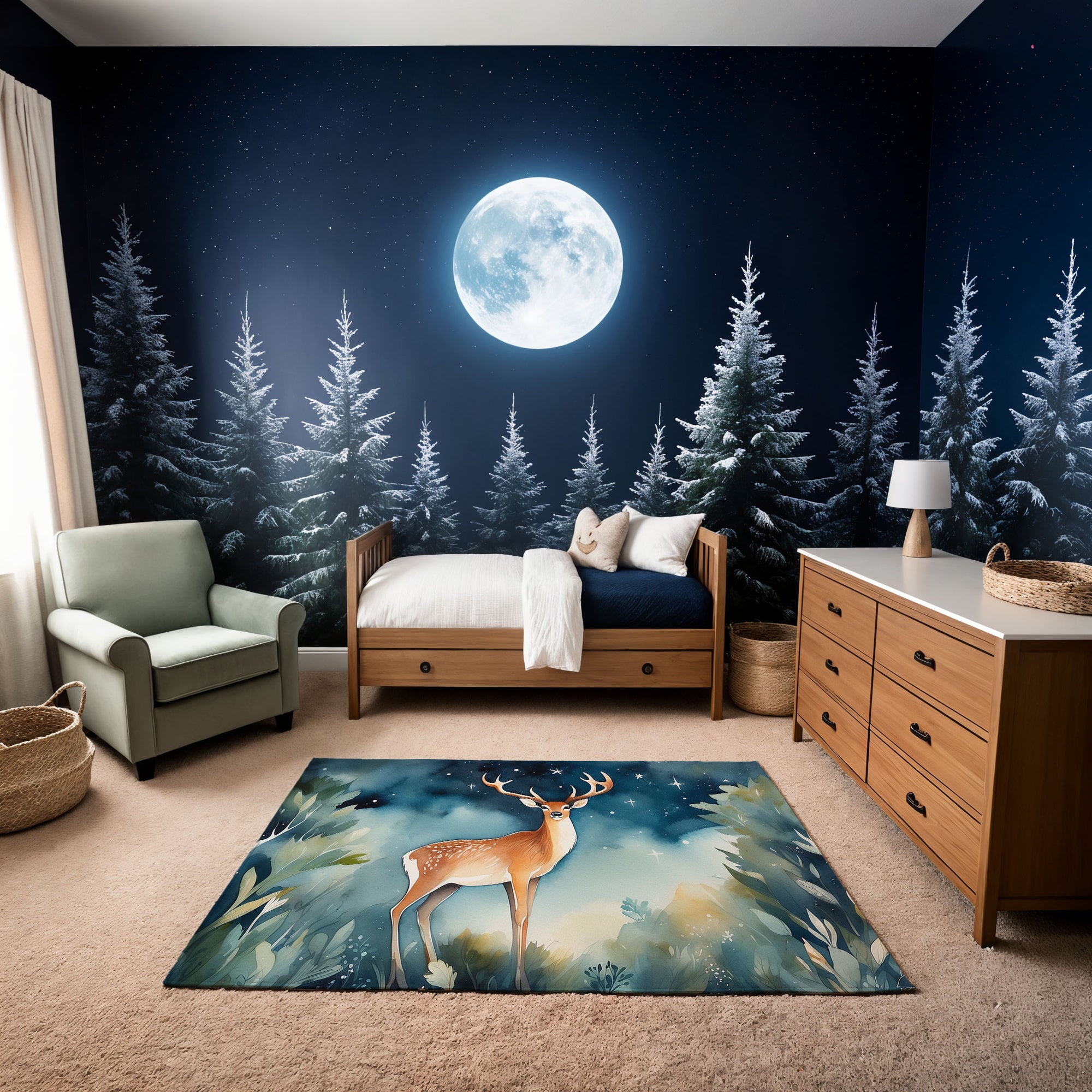 Kids and Nursery Deer Rug - Midnight Magic Deer