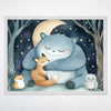 Woodland Animals Monster Wall Art for Nursery, Playroom or Kids Bedrooms - Dreamy Moonlit Forest Decor - Starry Snuggles
