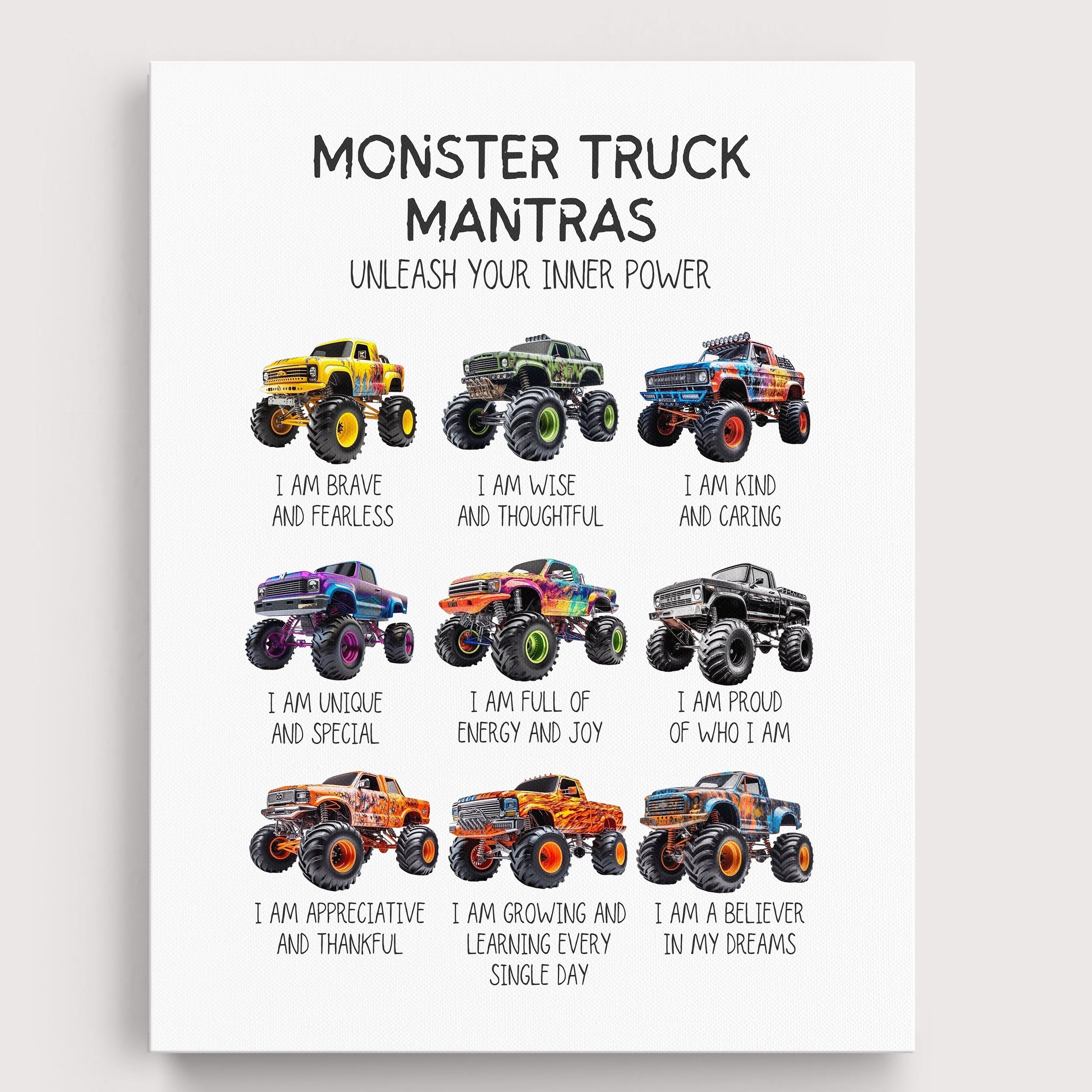 Positive Affirmations Monster Truck Wall Art