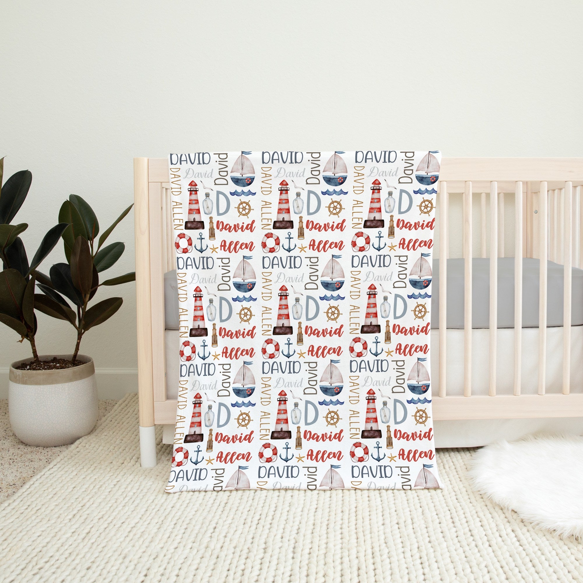 Nautical Personalized Blanket for Babies and Kids