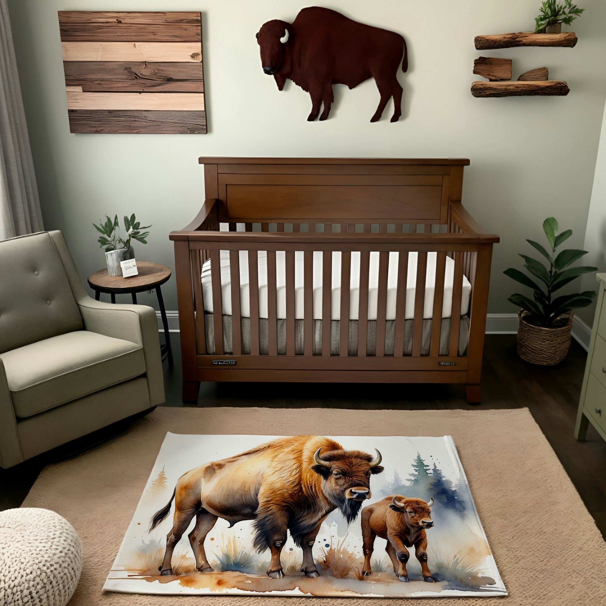 Nursery and Kids Bison Area Rug - Woolly Wonders