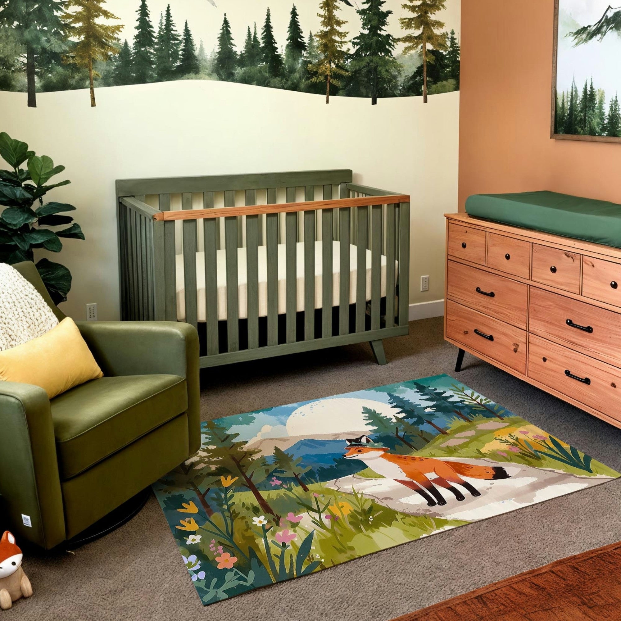 Nursery and Kids Fox Rug - Fox on Tour