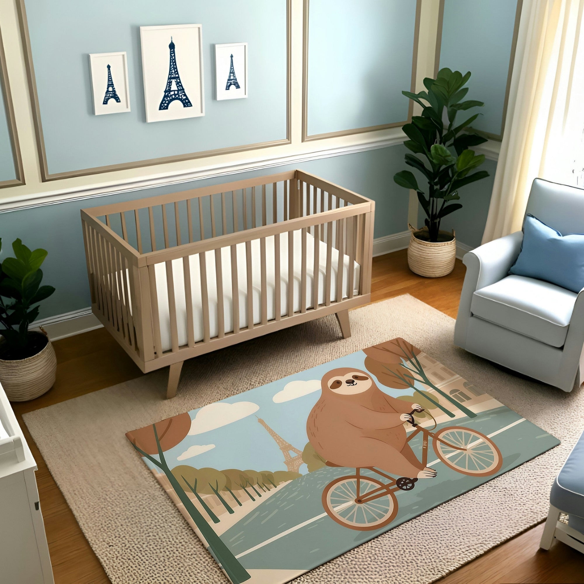 Nursery and Kids Sloth Rug - Chill Wheels