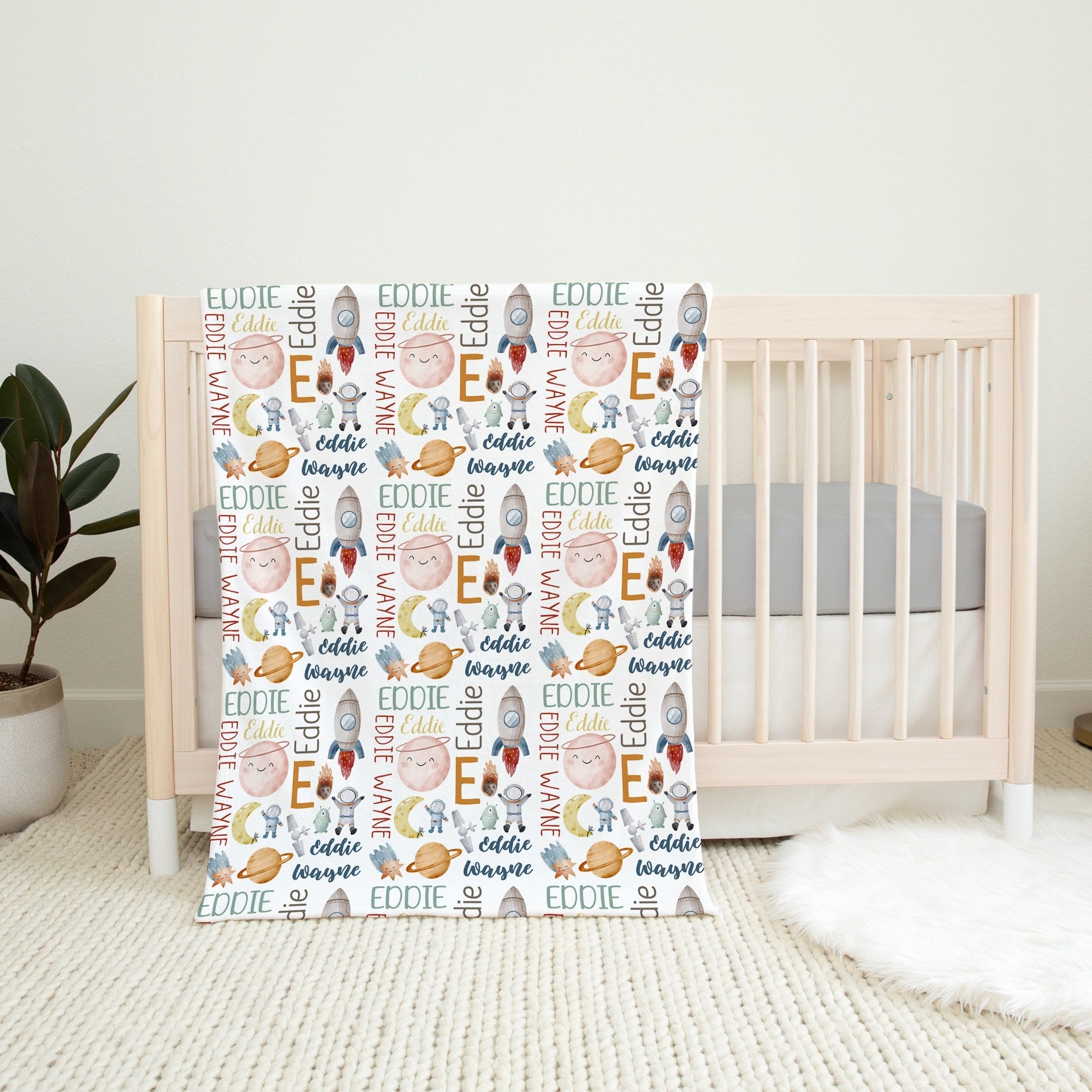 Space Personalized Blanket for Babies and Kids