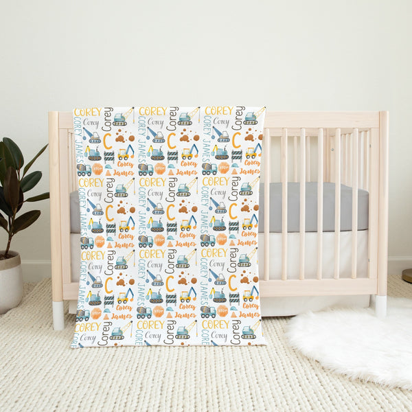 Construction Personalized Blanket for Babies and Kids