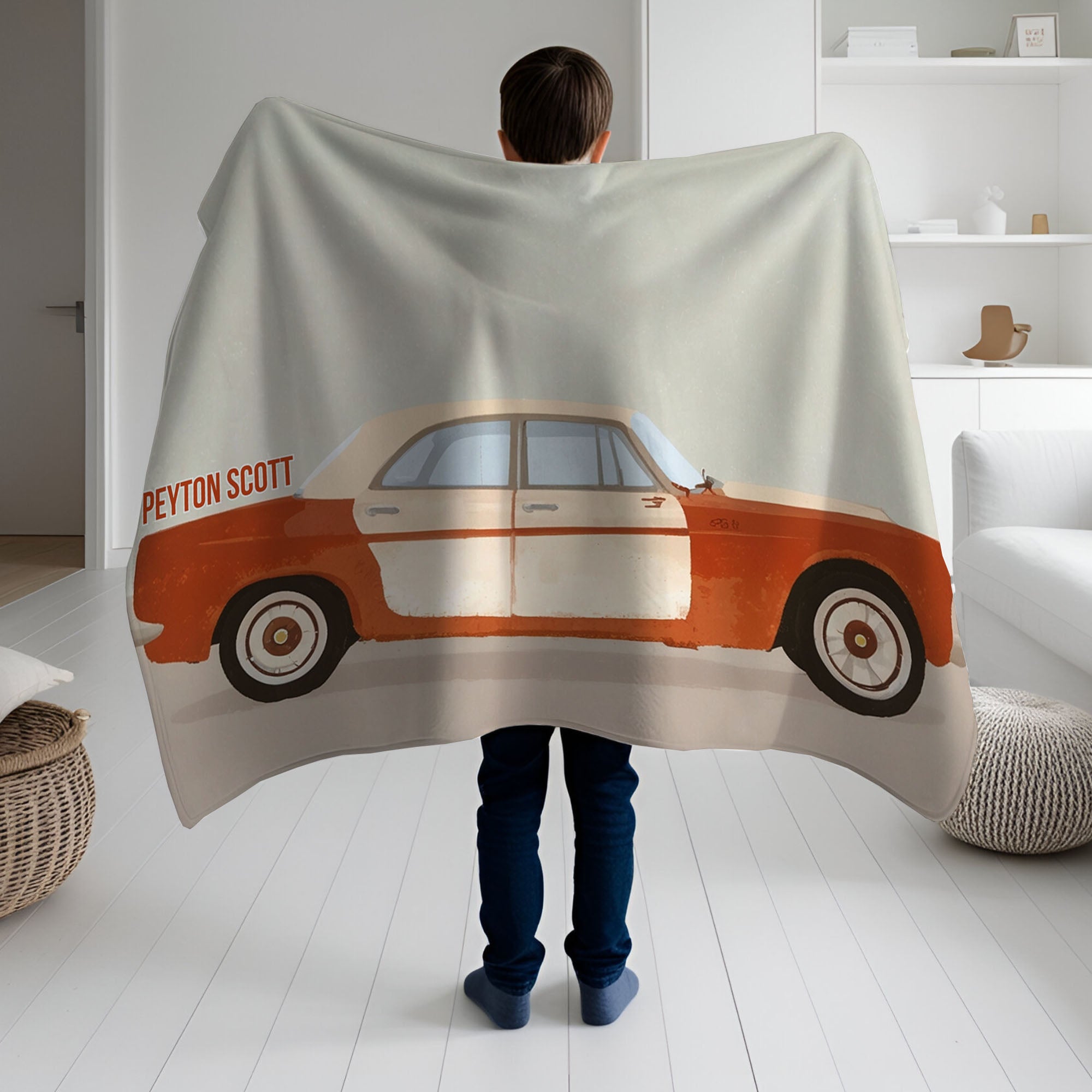 Car personalized blanket for newborn and kids - Vintage Vroom