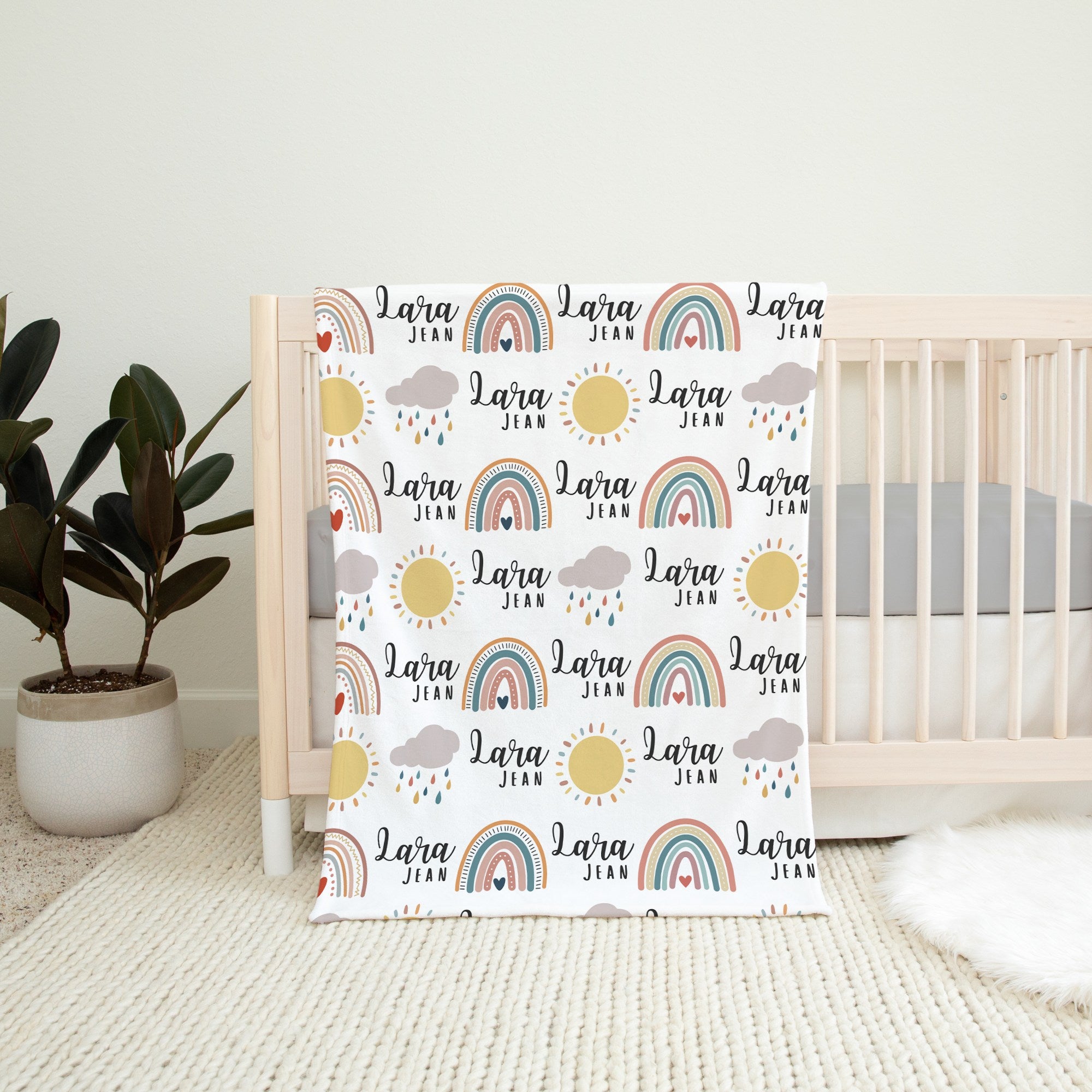 Rainbow Personalized Blanket for Babies and Kids