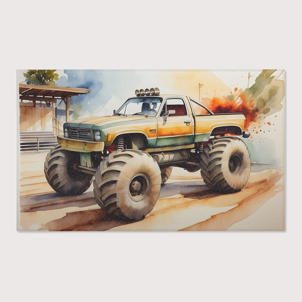 Monster Truck Rug for Kids and Nursery Rooms - Big Wheel Bounce