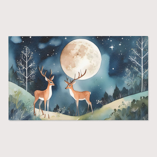 Deer Area Rug for Kids and Nursery Rooms - Twilight Antler Waltz