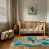 Nursery and Kids Hot Air Balloon Area Rug - Balloon Over Bluffs