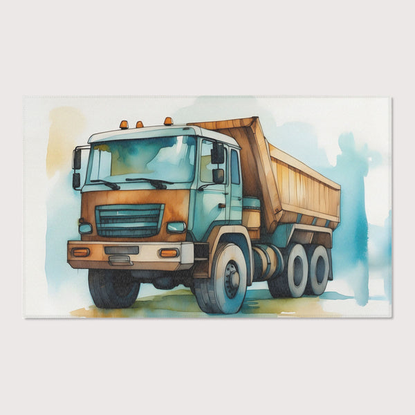 Construction Area Rug for Kids and Nursery Rooms - Dump Truck Delight