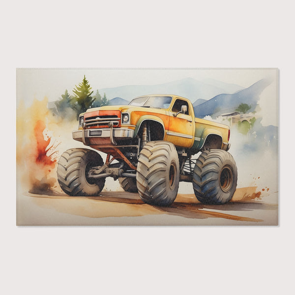 Monster Truck Area Rug for Nursery and Kids Rooms - Rusty Rumbler