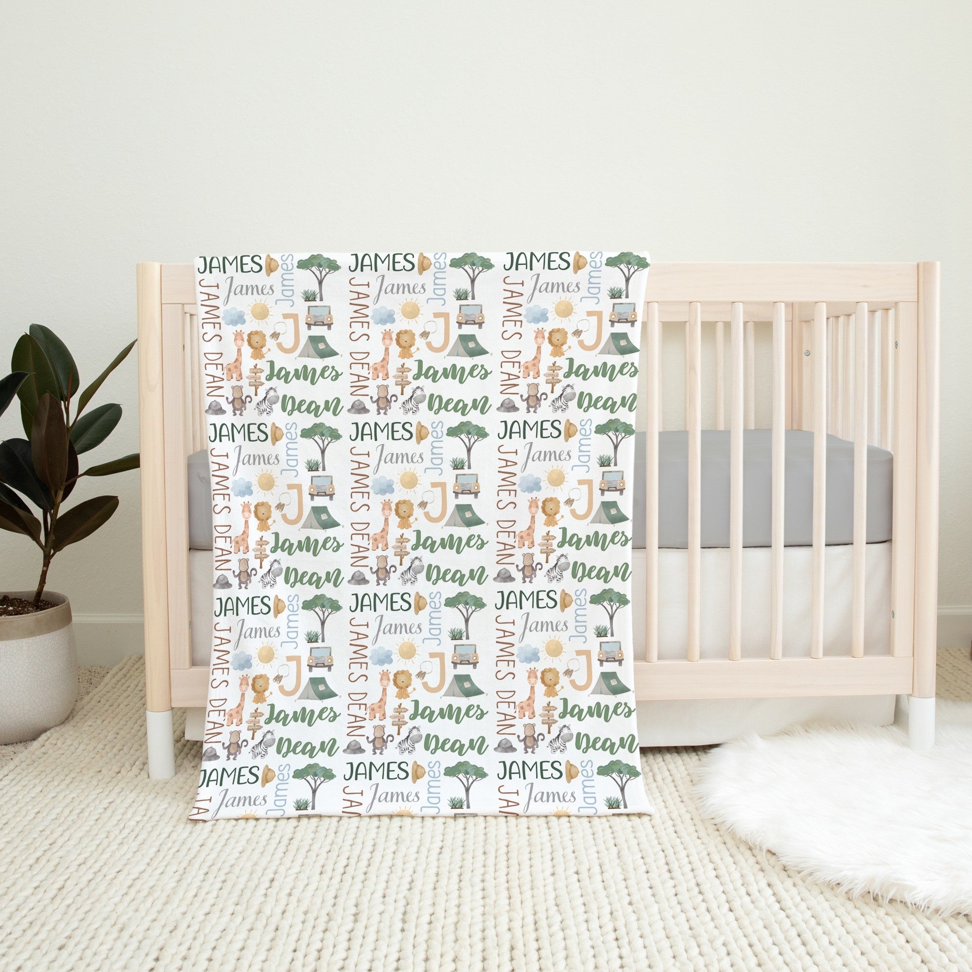 Safari Personalized Blanket for Babies and Kids