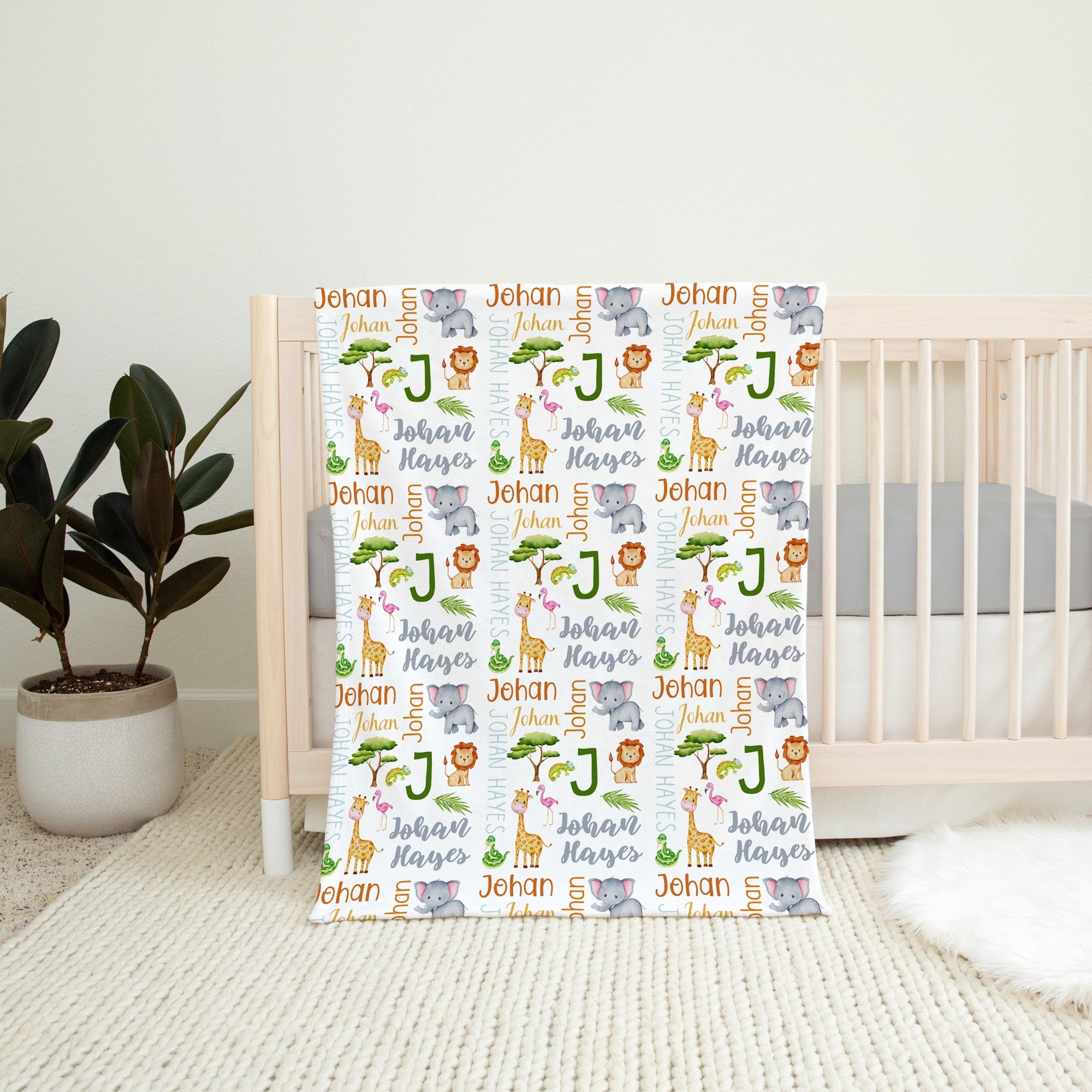 Safari Personalized Blanket for Babies and Kids