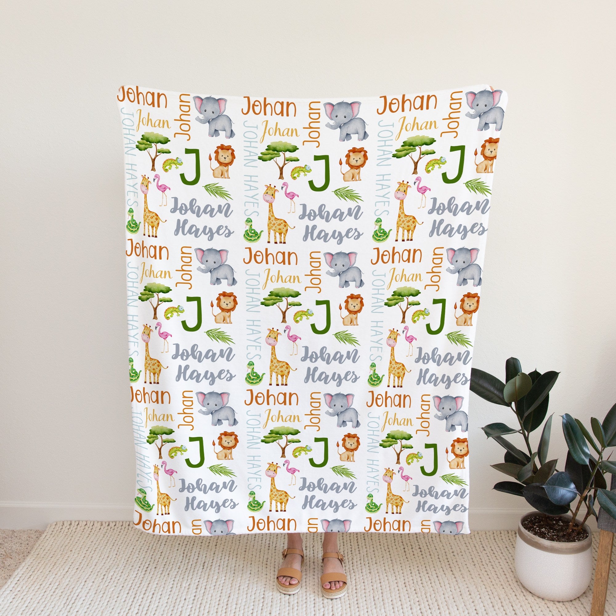 Safari Personalized Blanket for Babies and Kids