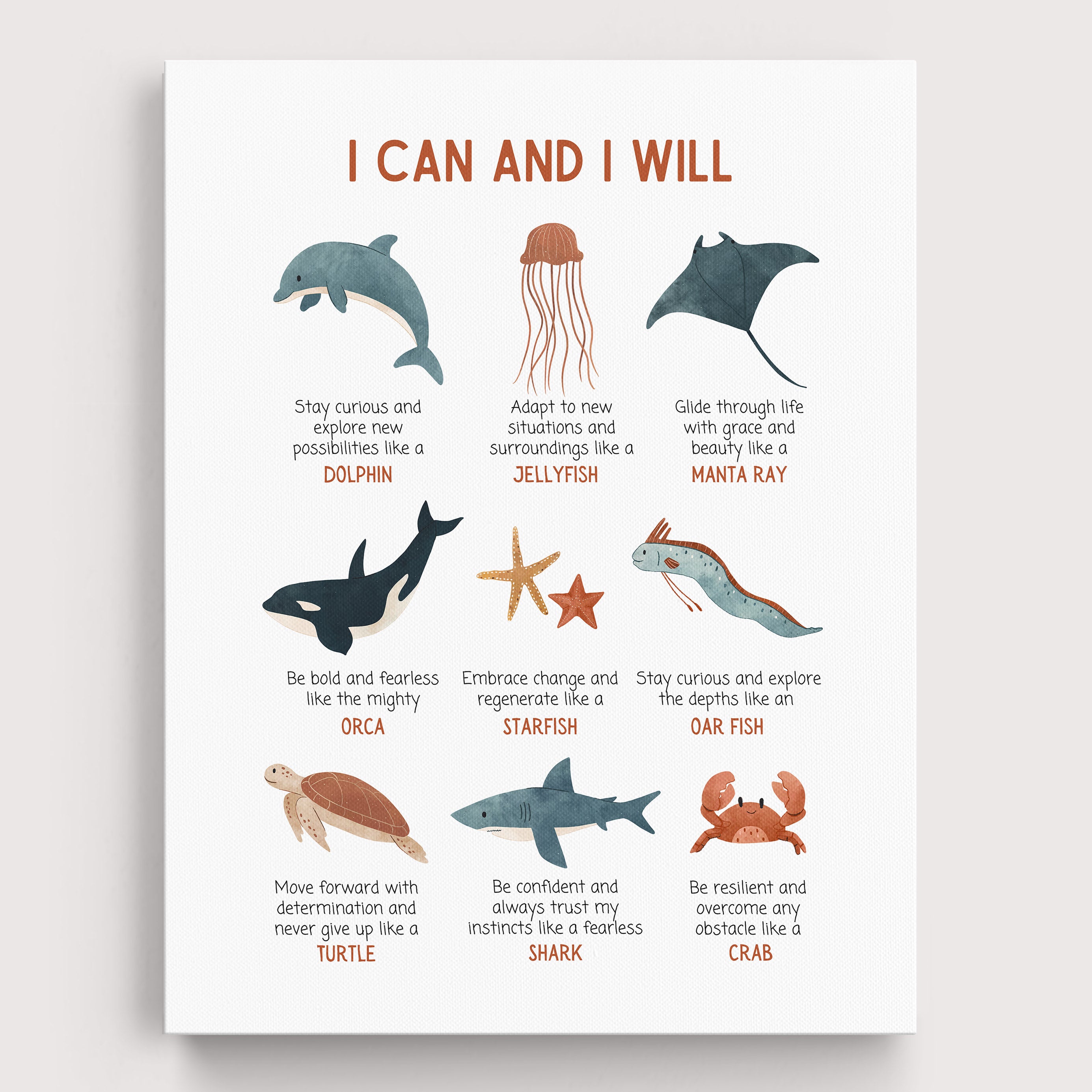 Positive Affirmations Sea Creatures Wall Art