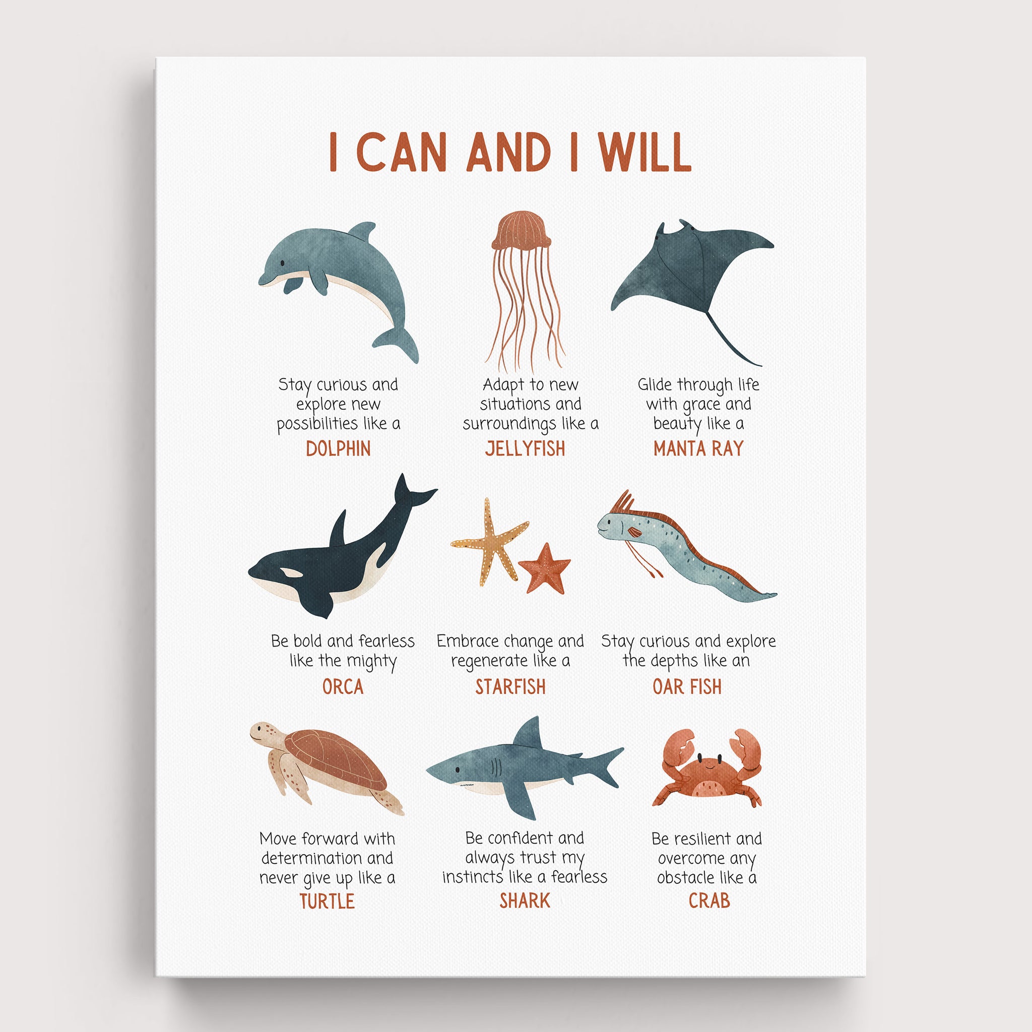 Positive Affirmations Sea Creatures Wall Art