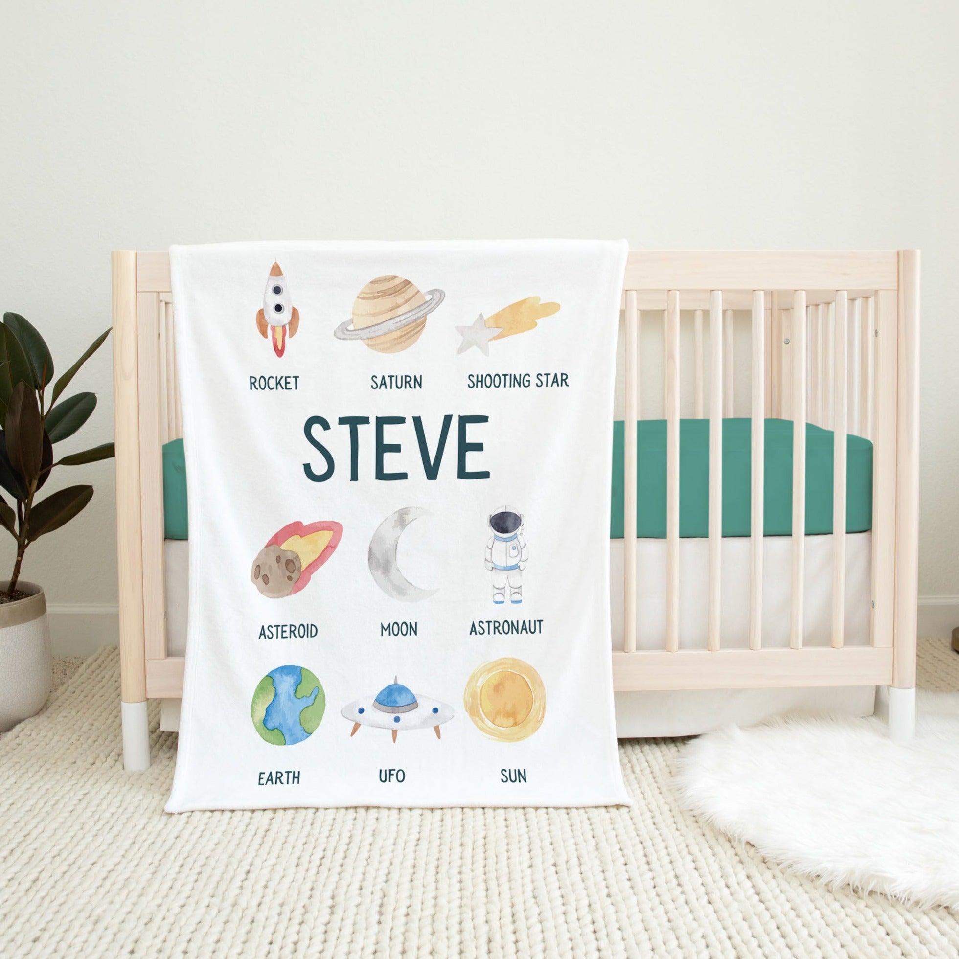 Space Personalized Blanket for Babies and Kids