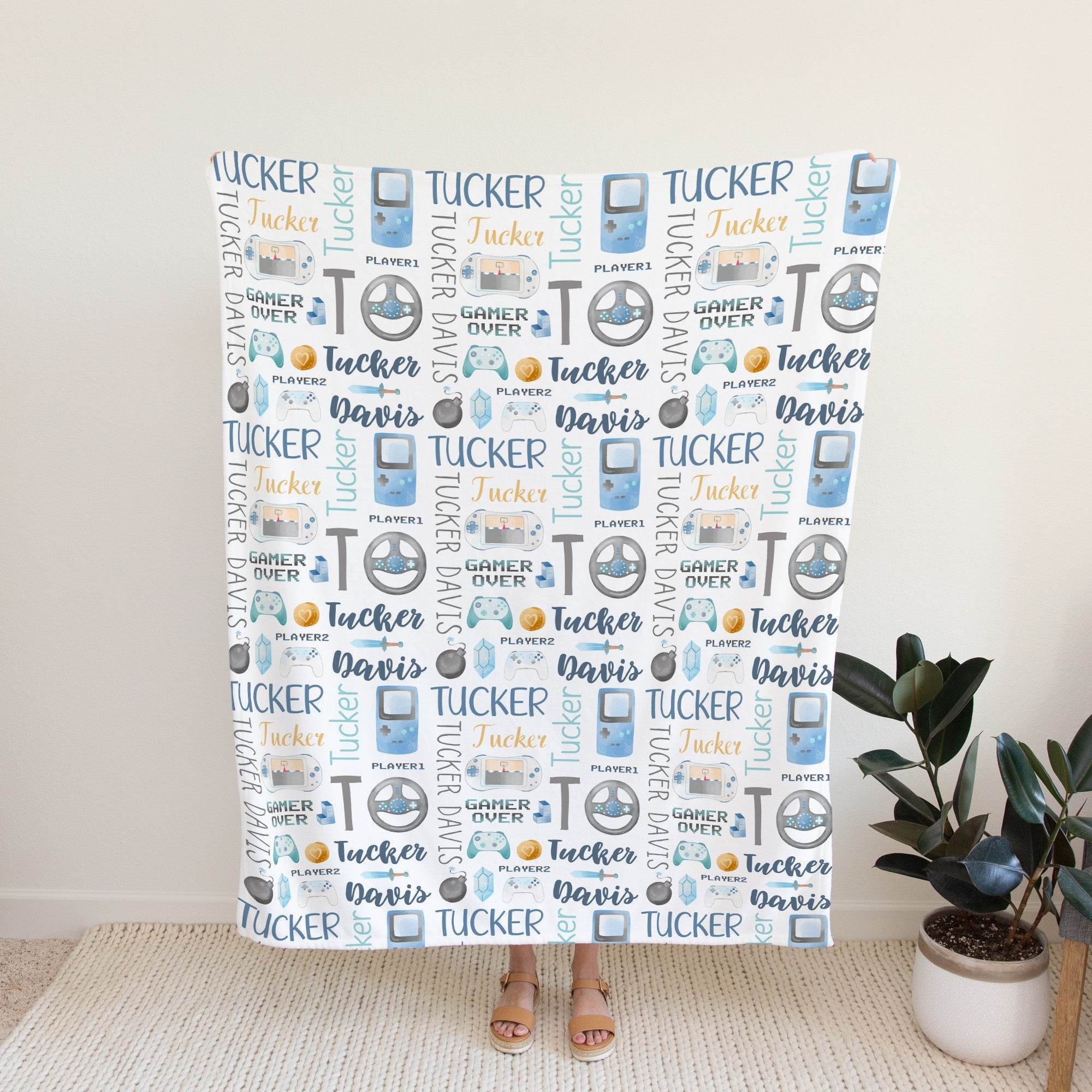 Gamer Personalized Blanket for Babies and Kids