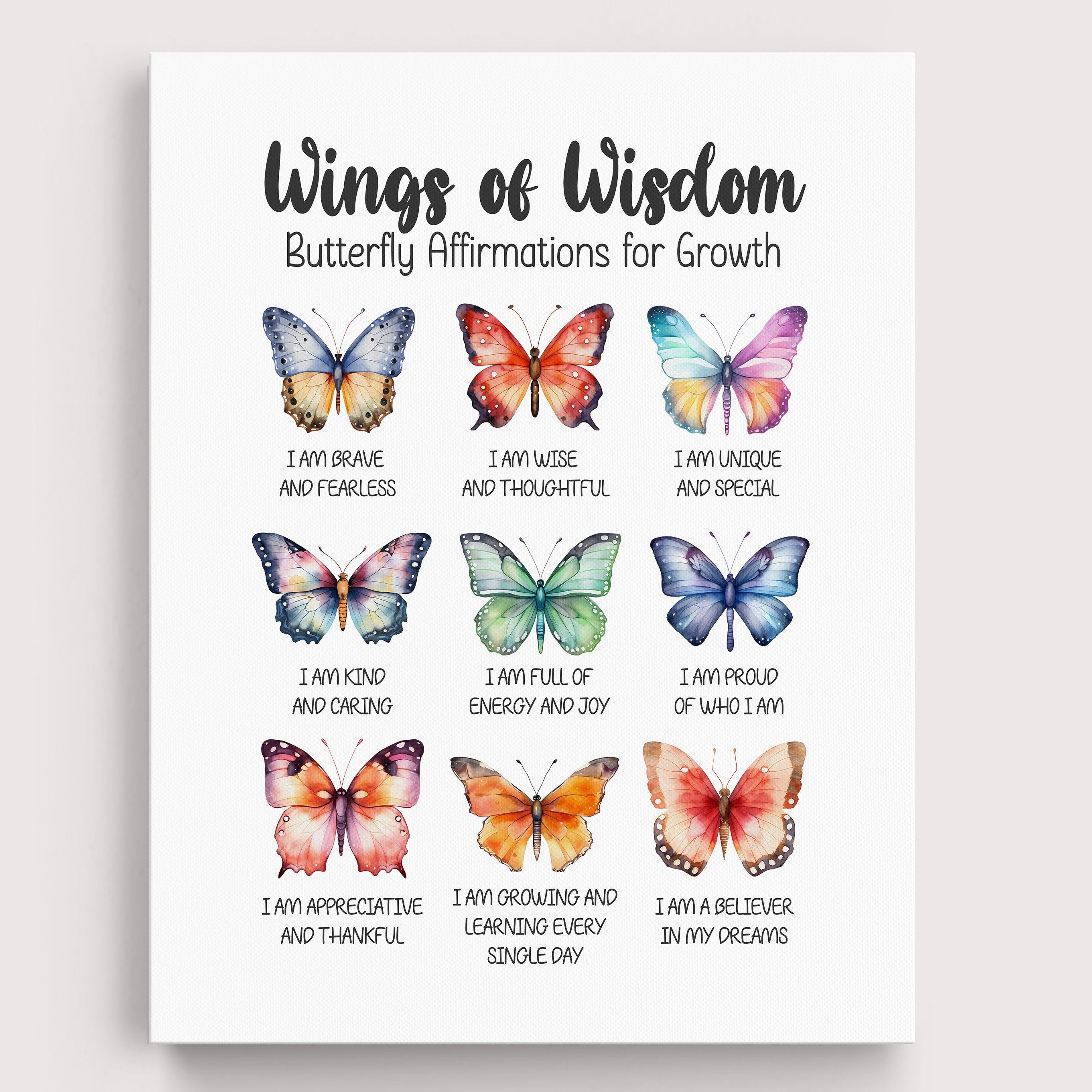 Positive Affirmations Butterfly Wall Art