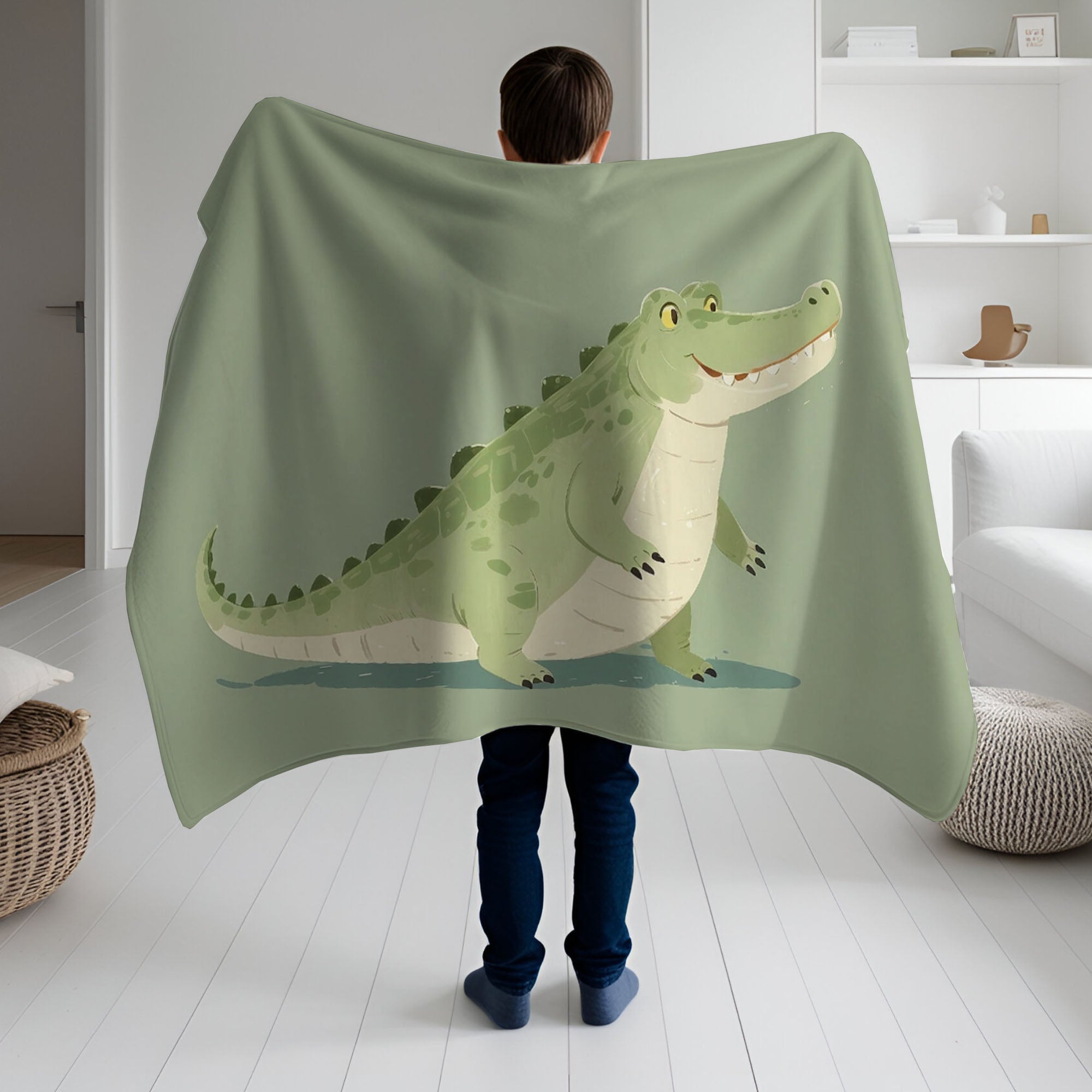 Crocodile personalized blankets for kids and babies - Gator Grin