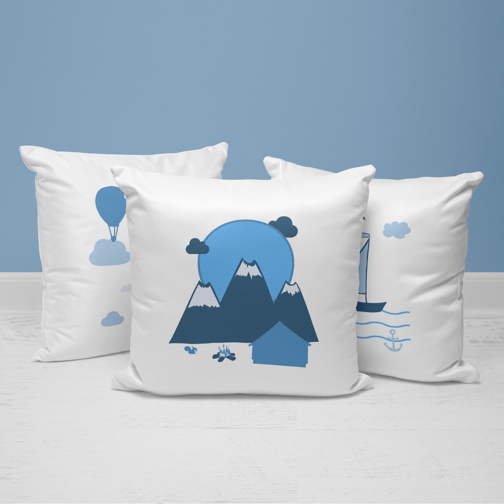 Adventure Throw Pillows | Set of 3 | Over the Skies | For Nurseries & Kid's Rooms