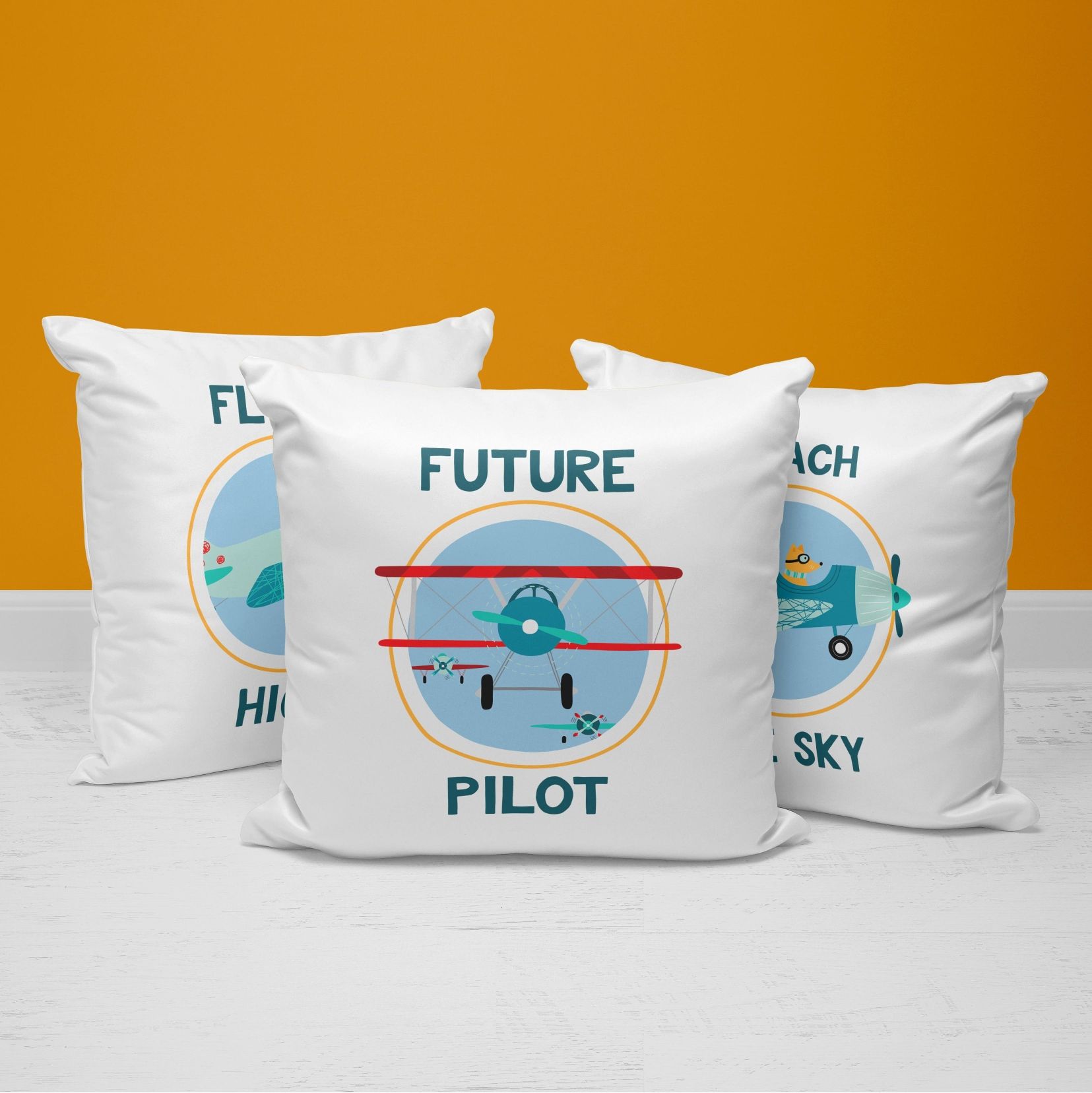 Airplane Throw Pillows | Set of 3 | Future Flyer | For Nurseries & Kid's Rooms