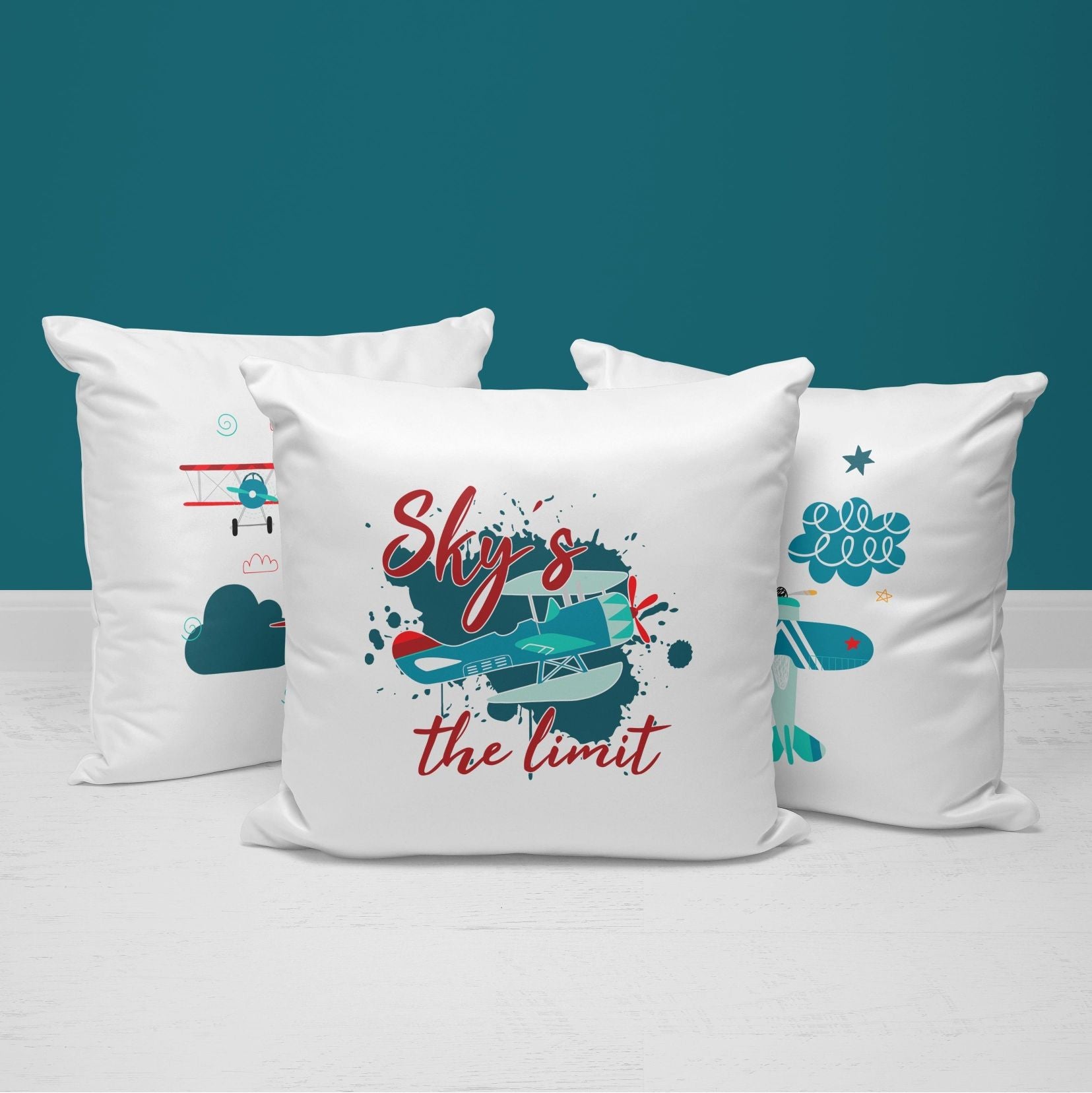 Airplane Throw Pillows | Set of 3 | Collection: Rise Up | For Nurseries & Kid's Rooms