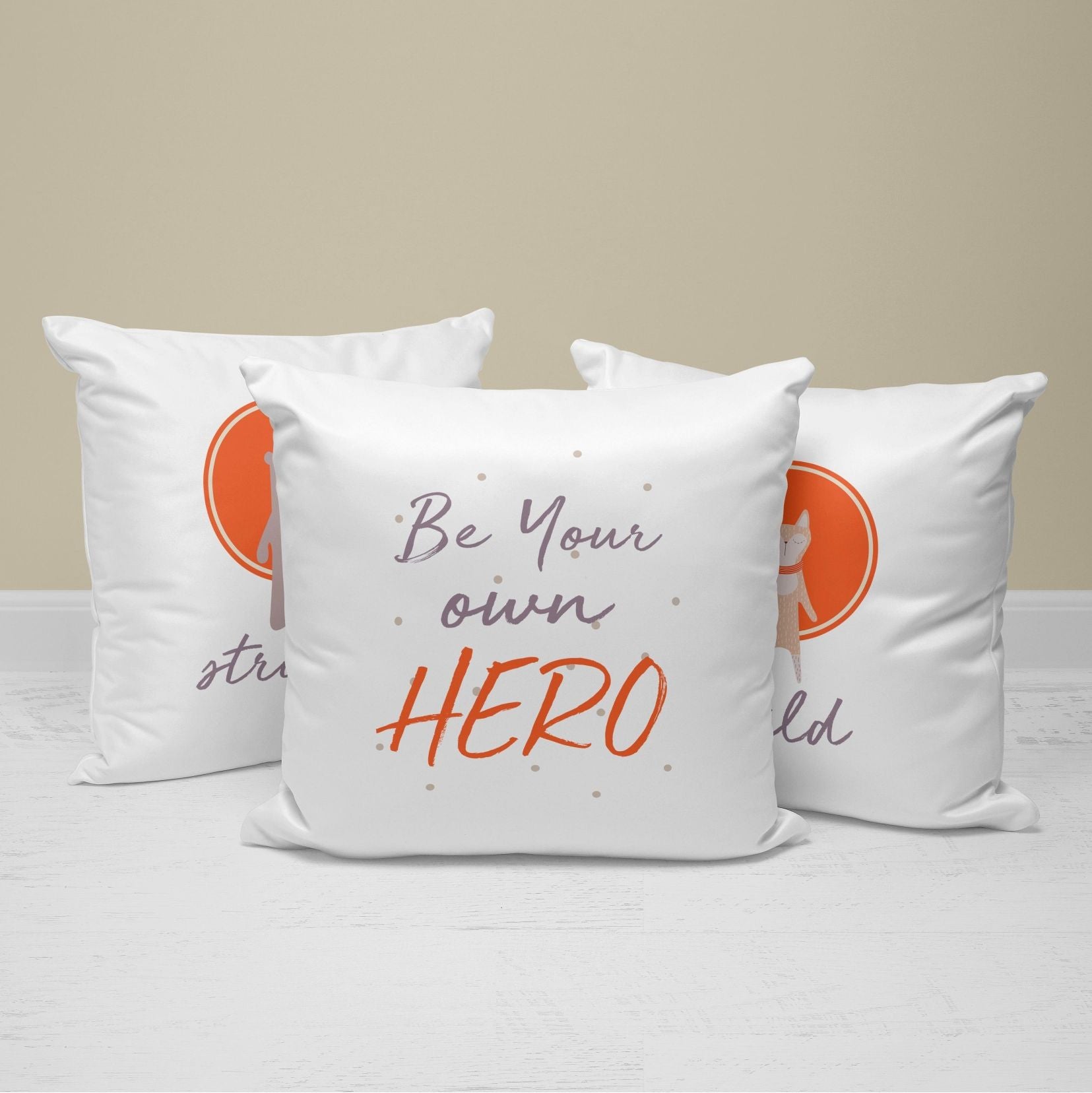 Animals Throw Pillows | Set of 3 | Be Your Hero | For Nurseries & Kid's Rooms